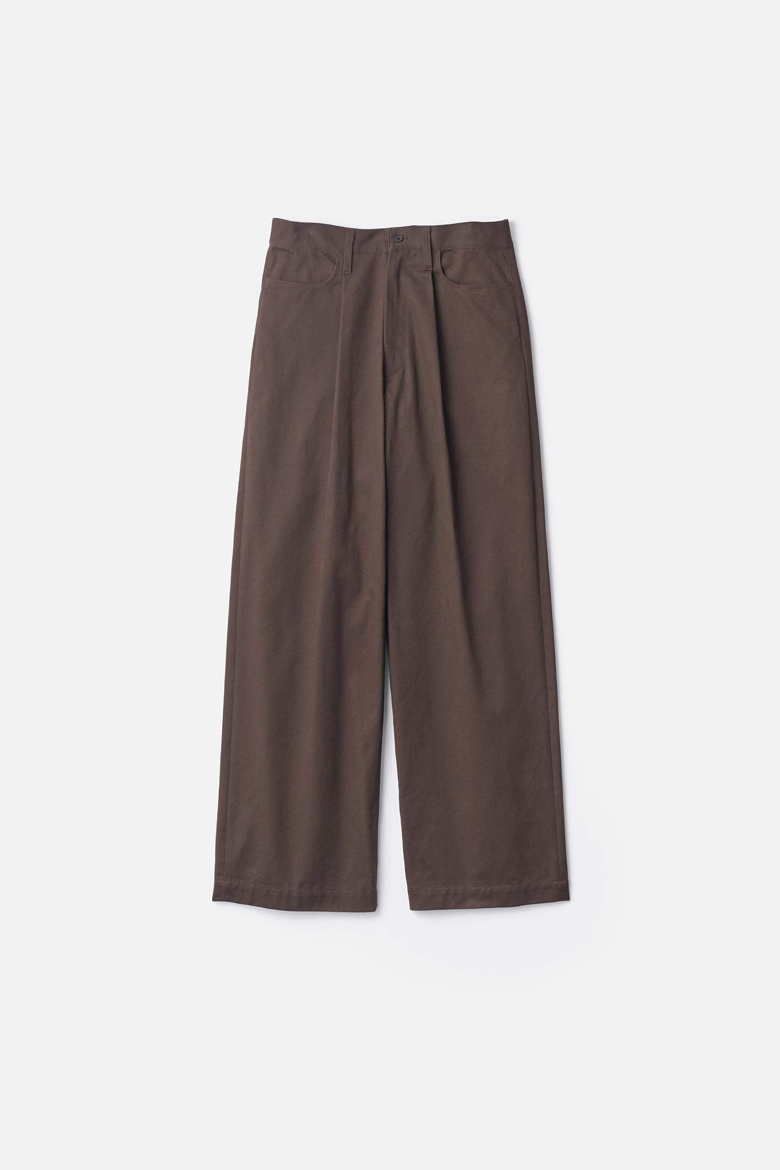 GRANCY Pierced Tuck Slacks (ブラウン S) rennes — Arts & Science | Front Tuck Back Pocket Pants in Dark Orange