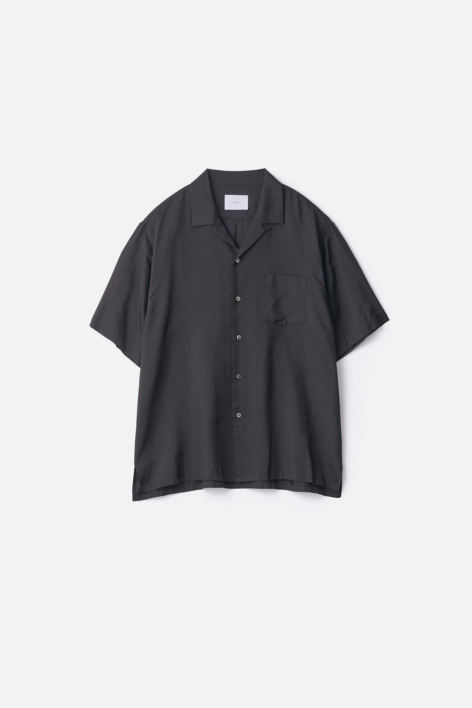 SILK CUPRO TWILL OPEN COLLAR S/S SHIRT – ssstein
