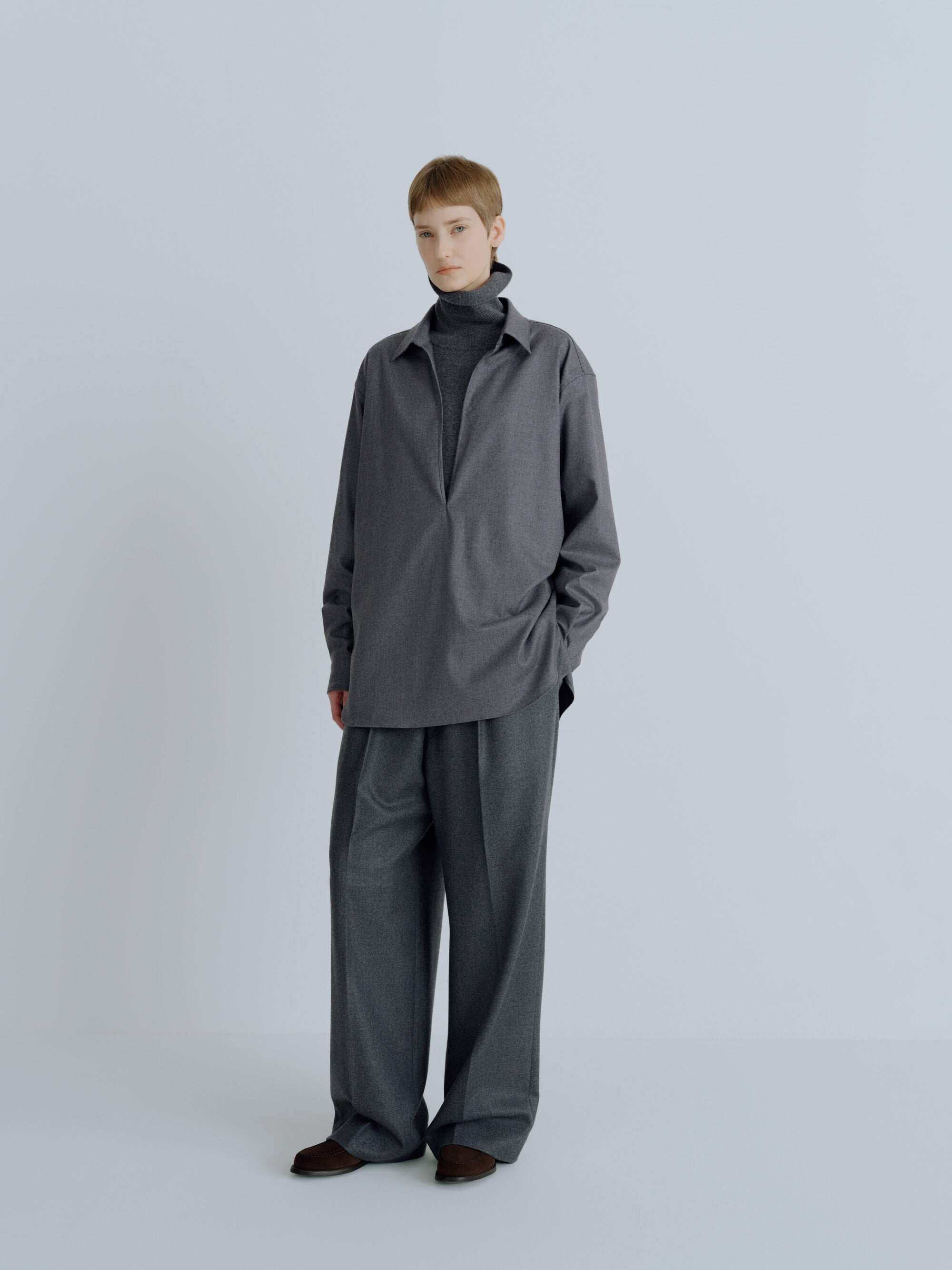 WOOL FLANNEL OVERSIZED SKIPPER SHIRT