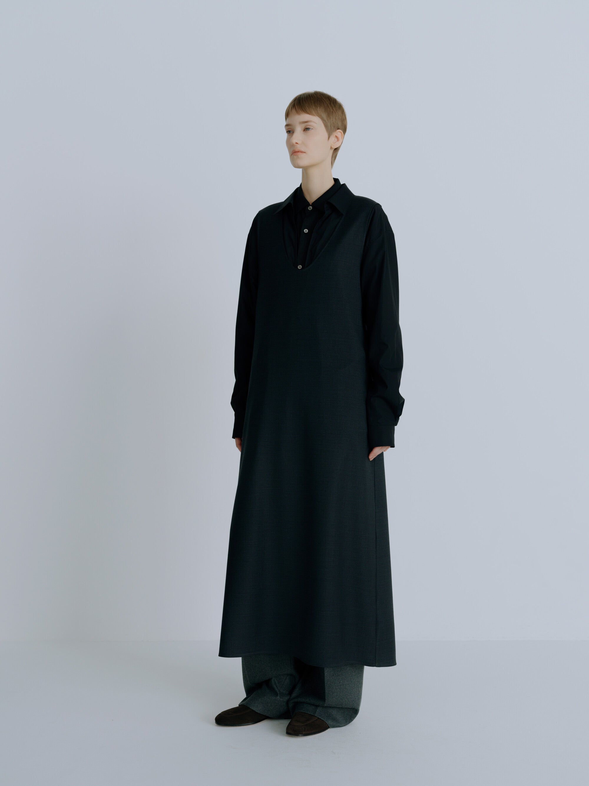 WOOL SILK SLEEVELESS ONEPIECE DRESS