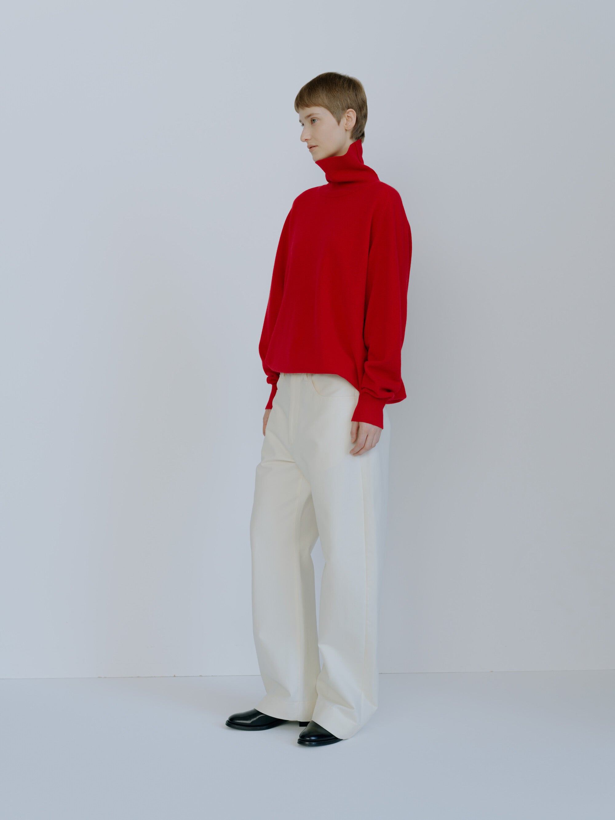 EXTRA FINE WOOL KNIT TURTLE NECK LS