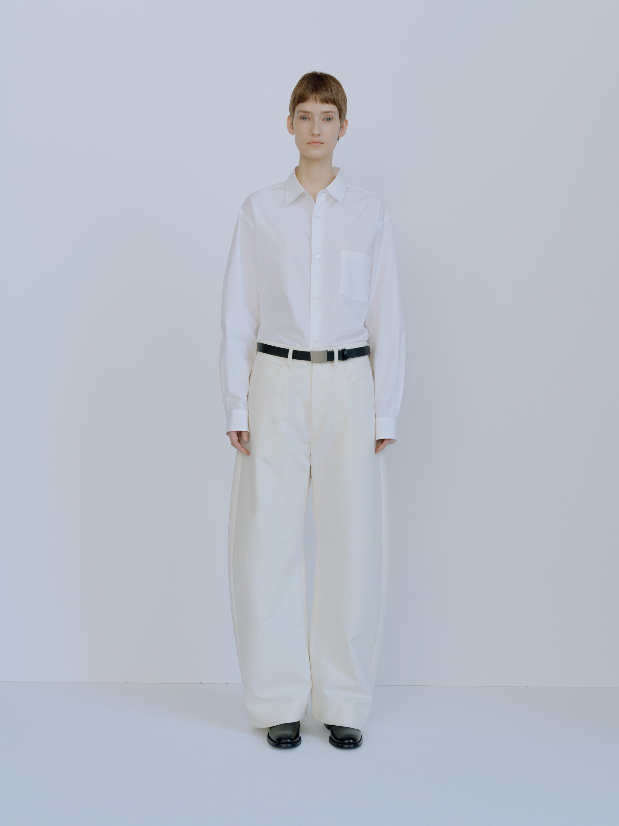 DOUBLE WEAVE COTTON ROUND PANTS