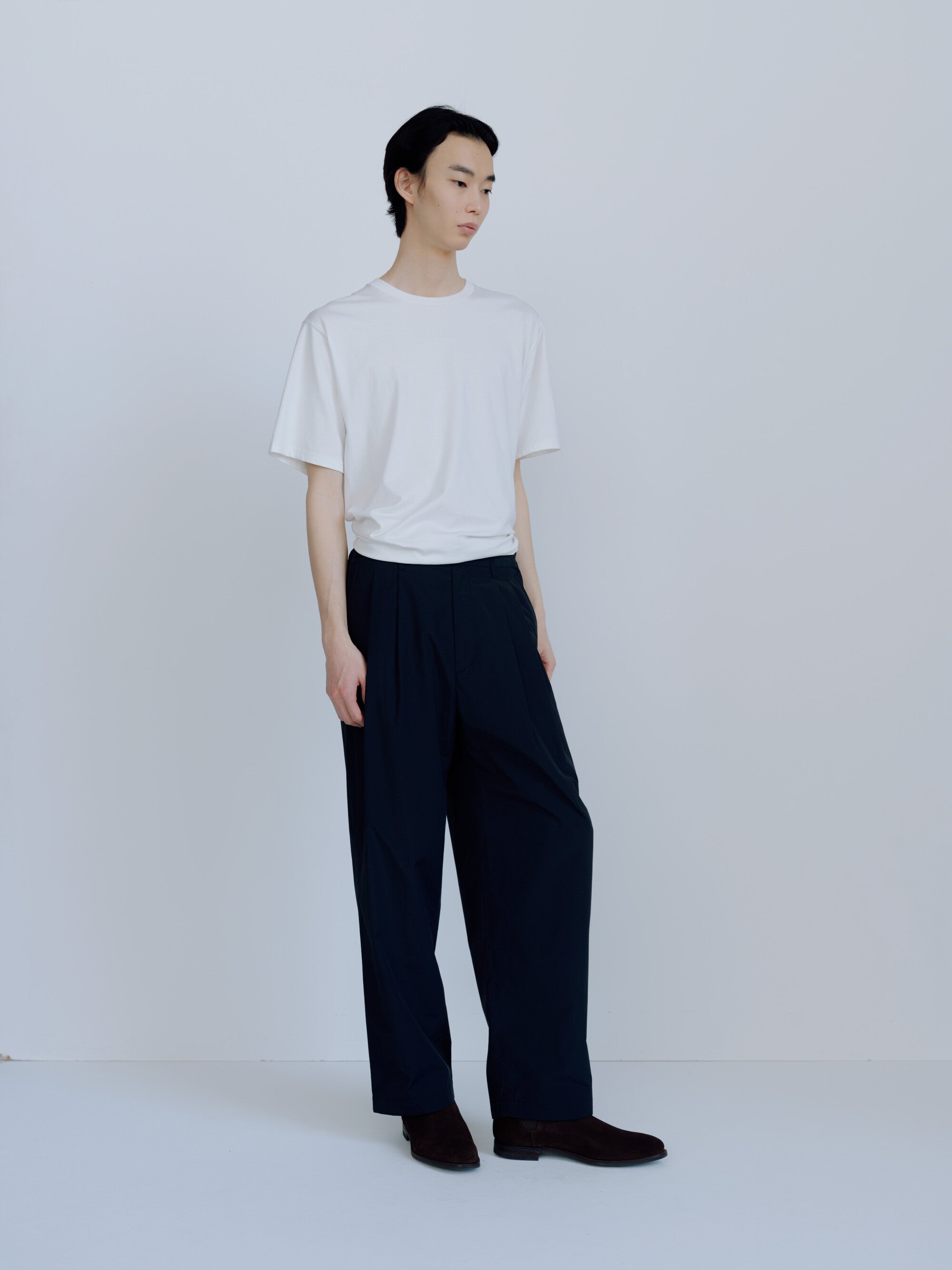 COTTON NYLON WIDE EASY TROUSERS