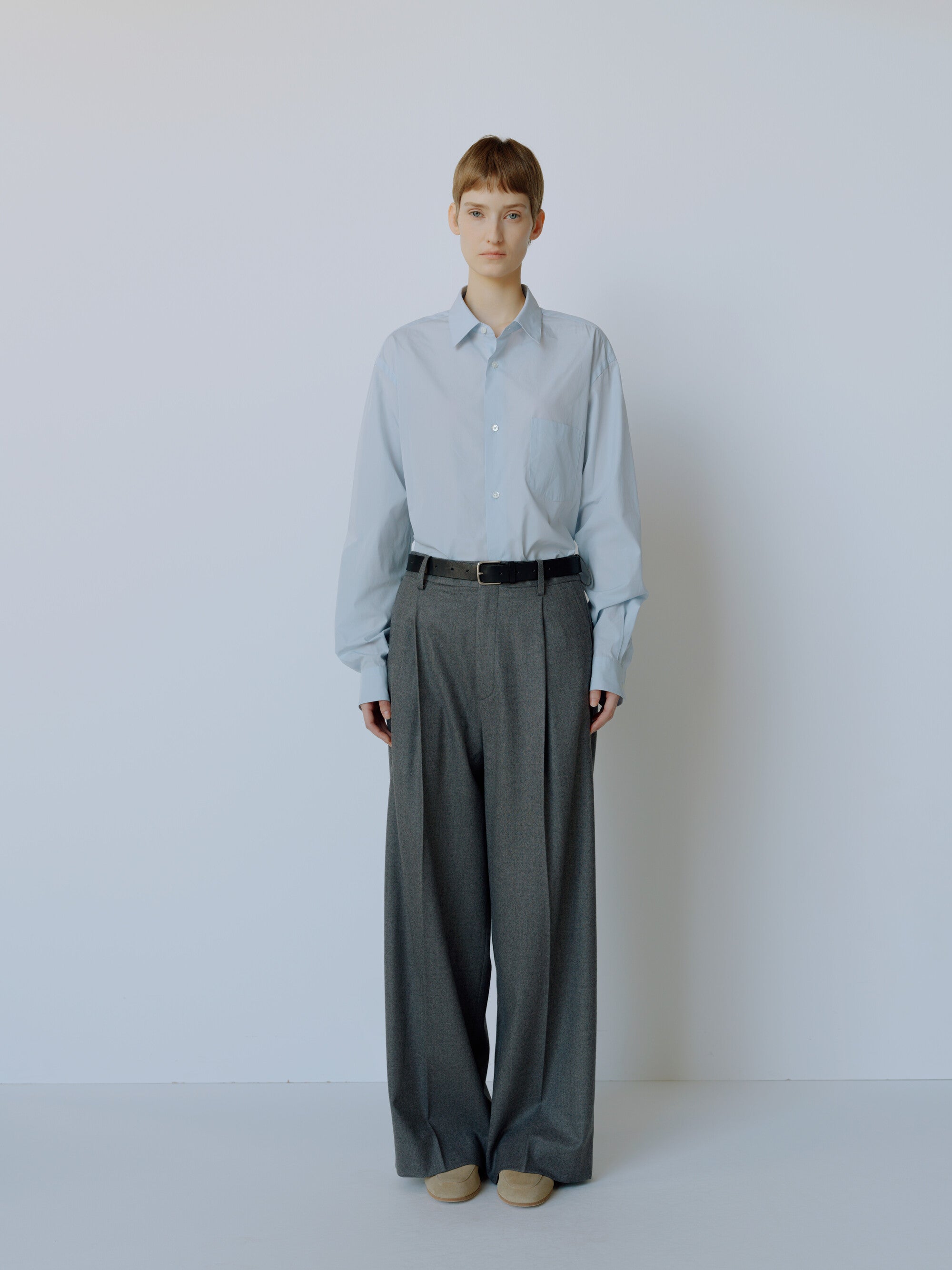 WOOL FLANNEL EXTRA WIDE TROUSERS