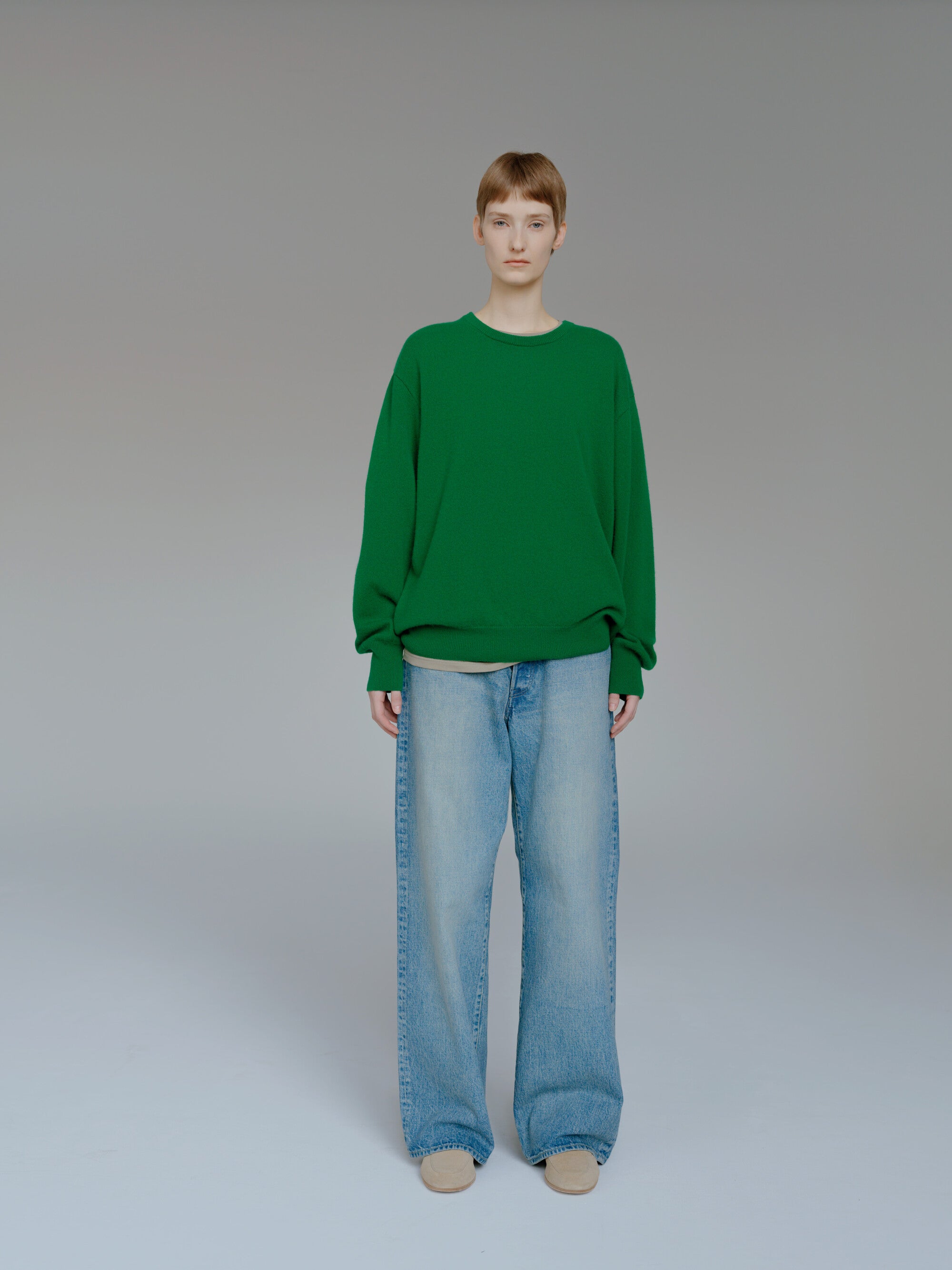 PURE CASHMERE KNIT CREW NECK LS