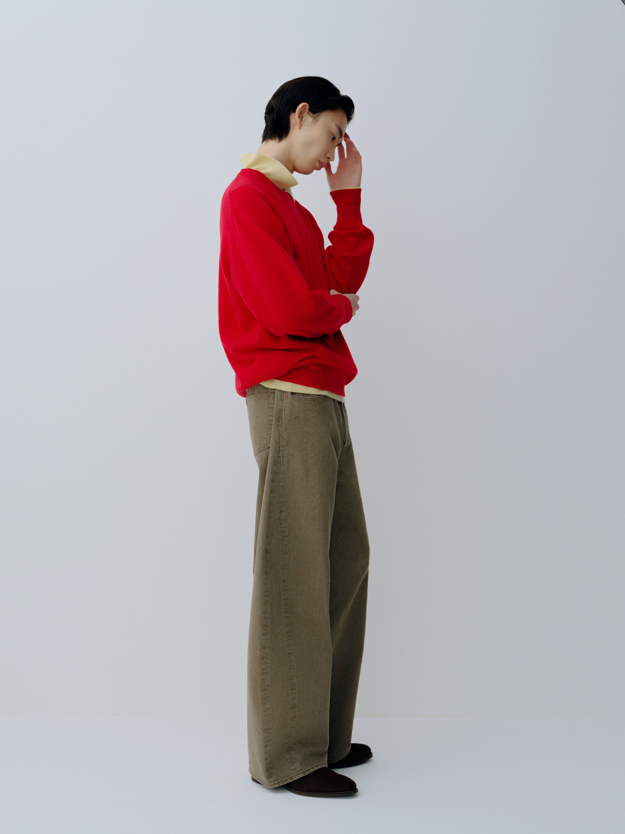DEFORMATION WIDE COLOR DENIM PANTS