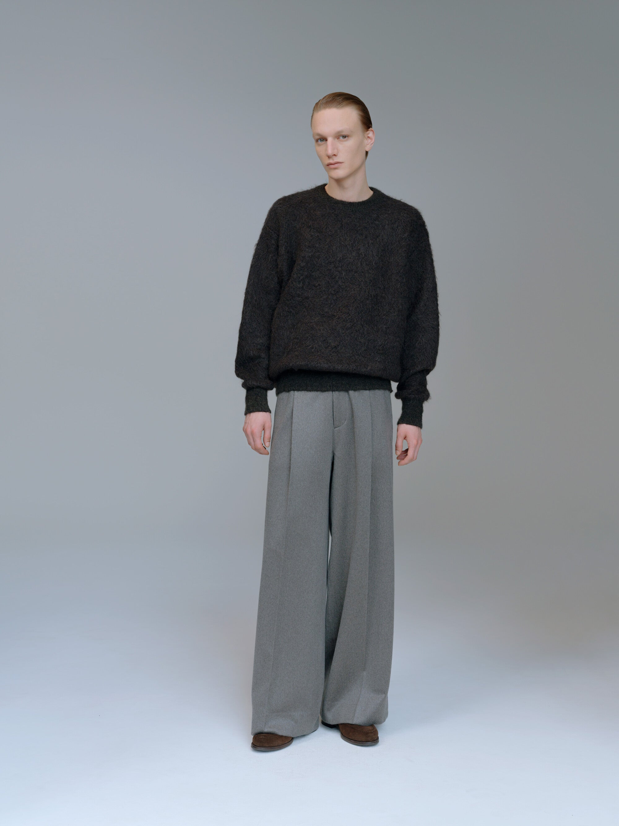 KID MOHAIR MIX JACQUARD KNIT LS