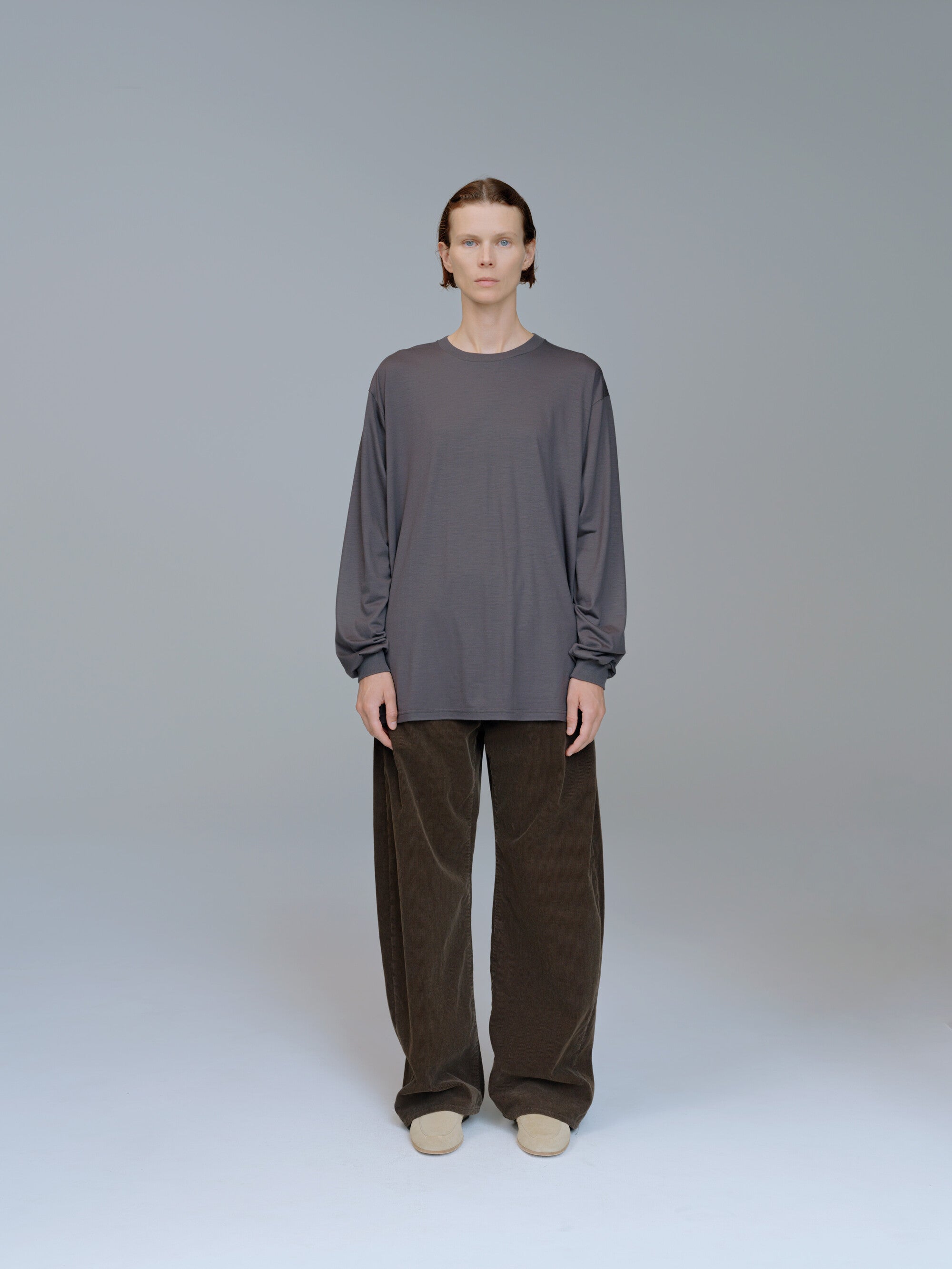 FINE WOOL OVERSIZED LONG SLEEVE TEE
