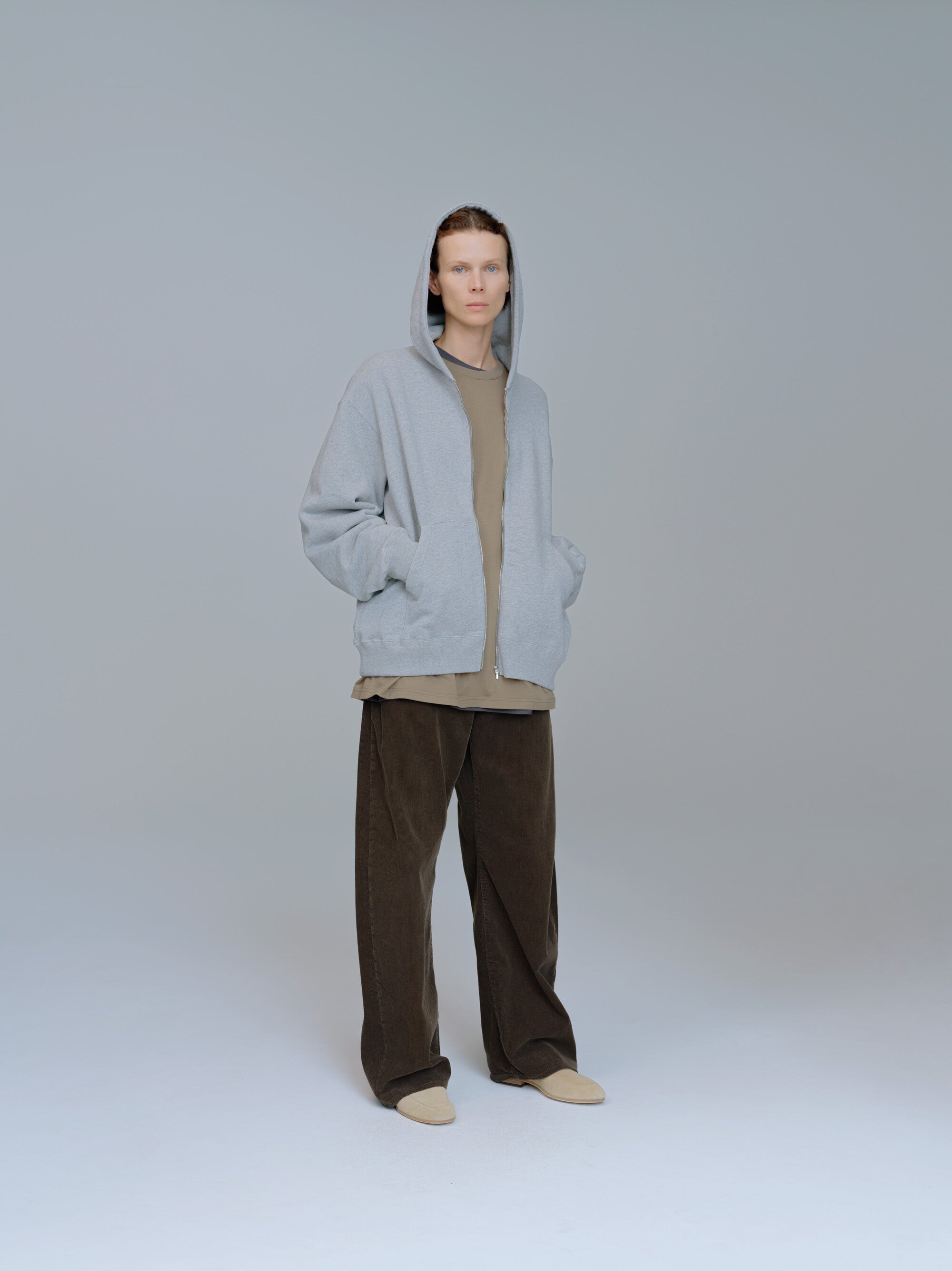 LOOPWHEEL COTTON SWEAT ZIP HOODY