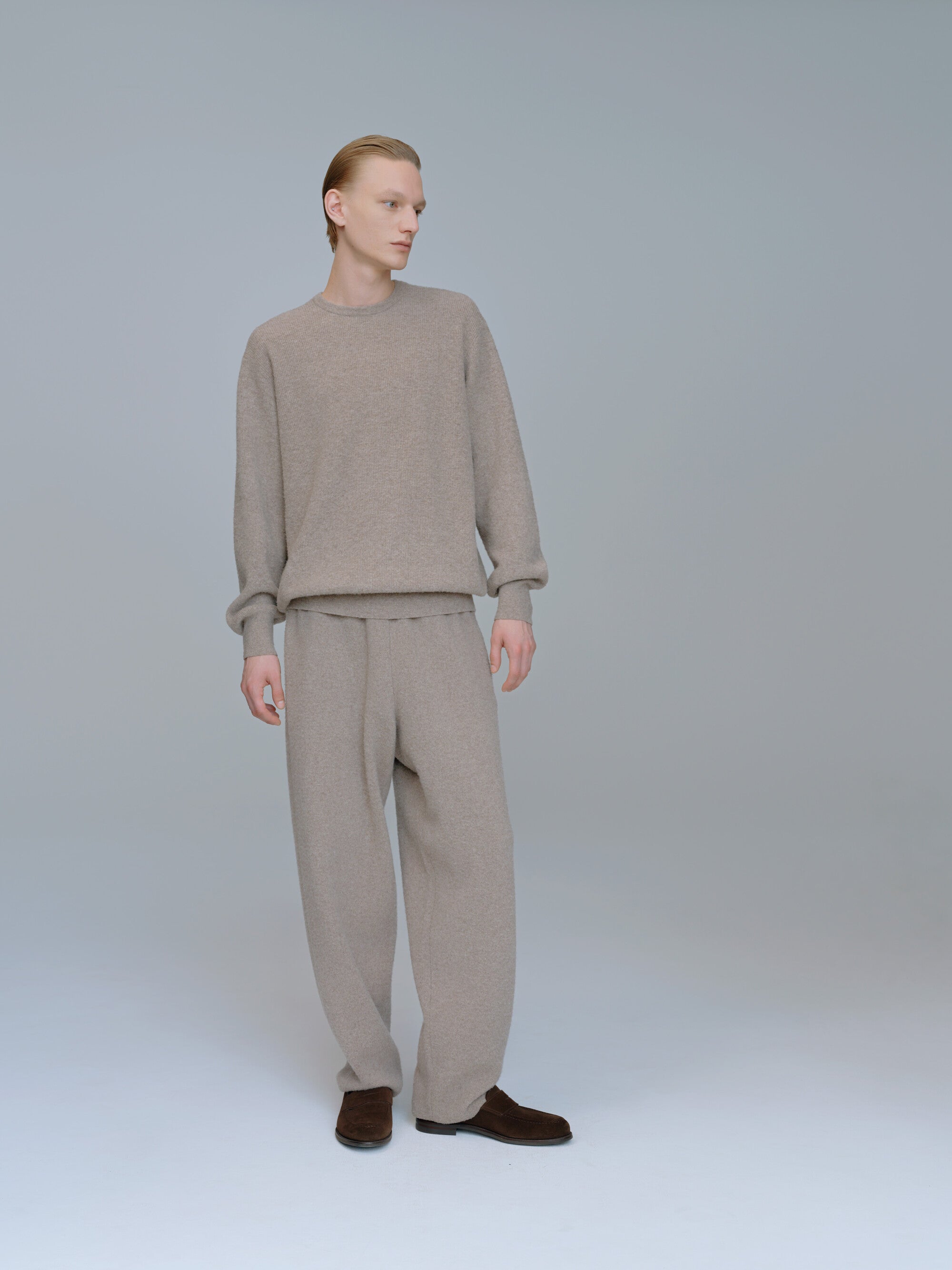 SUPER FINE WOOL MILLED KNIT CREW NECK LS
