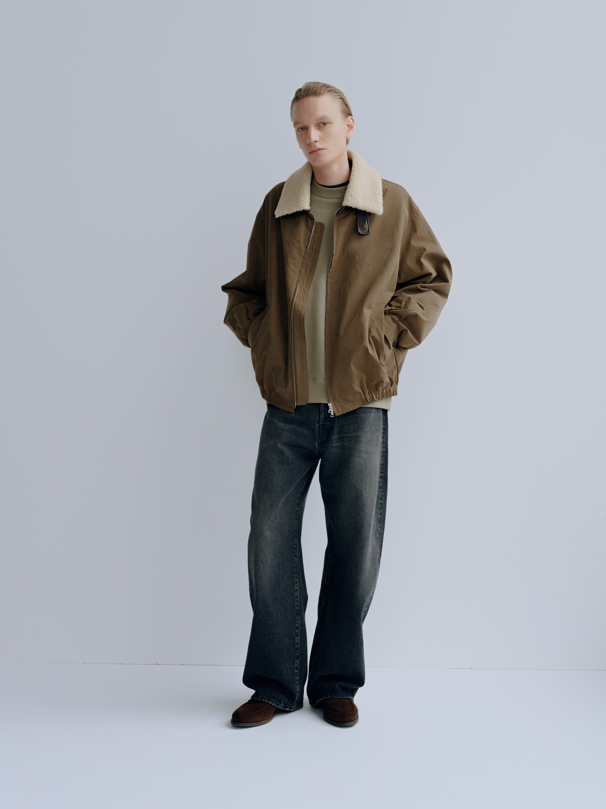 DETATCHABLE COLLAR RESIN-FINISH COTTON JACKET