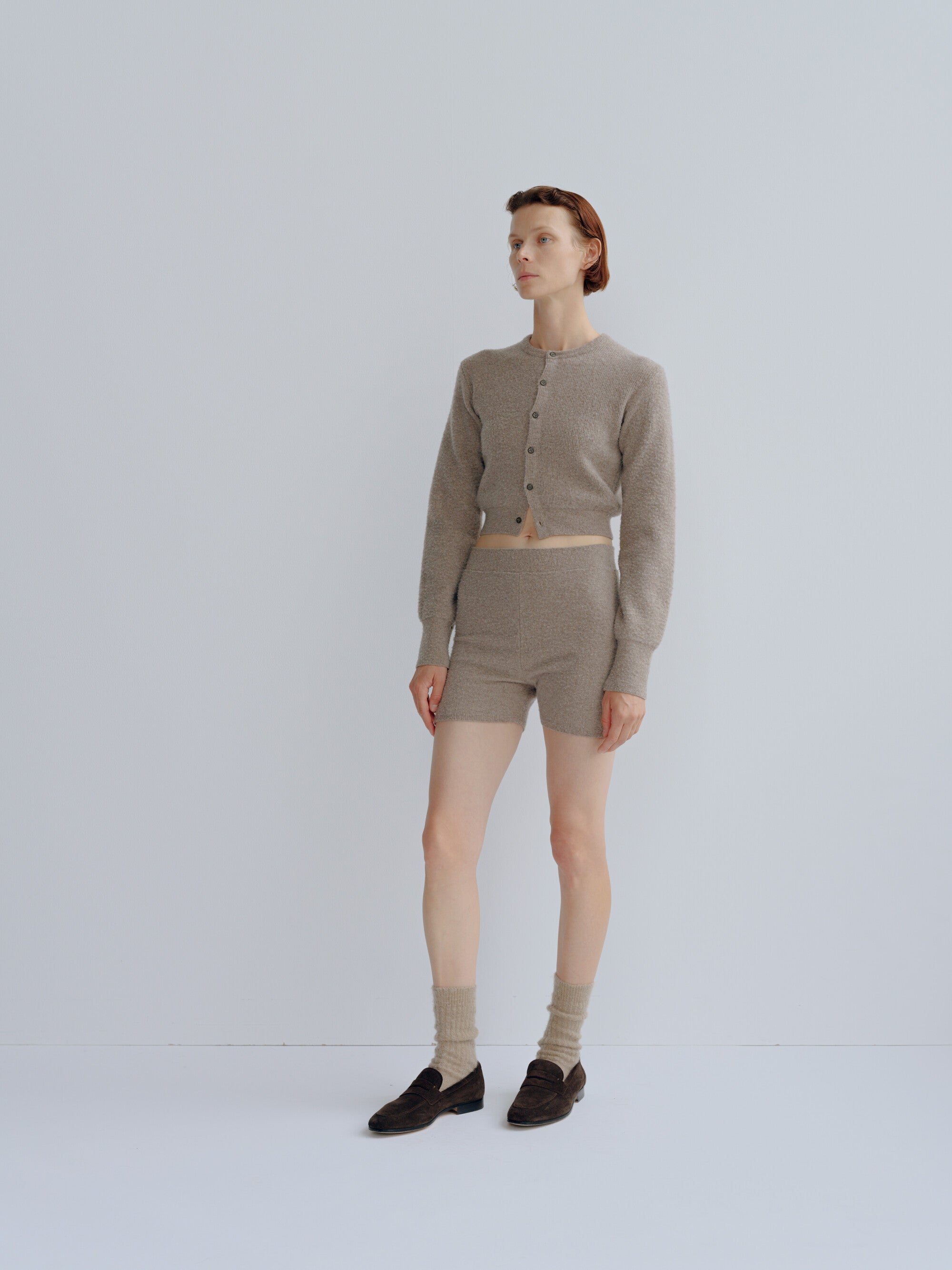 SUPER FINE WOOL MILLED KNIT SHORTS