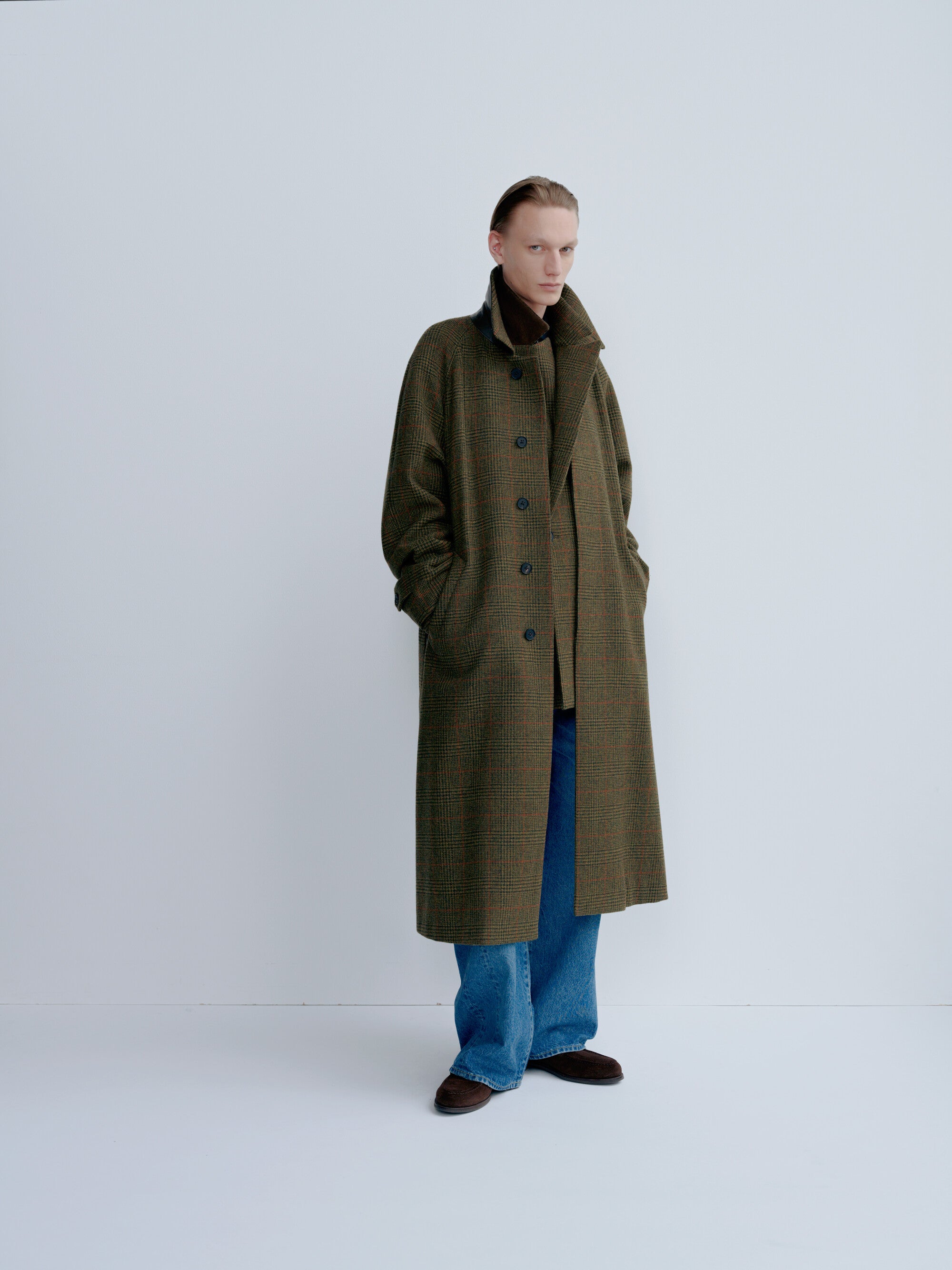 BRITISH TWEED RAGLAN SLEEVE BALMACAAN COAT