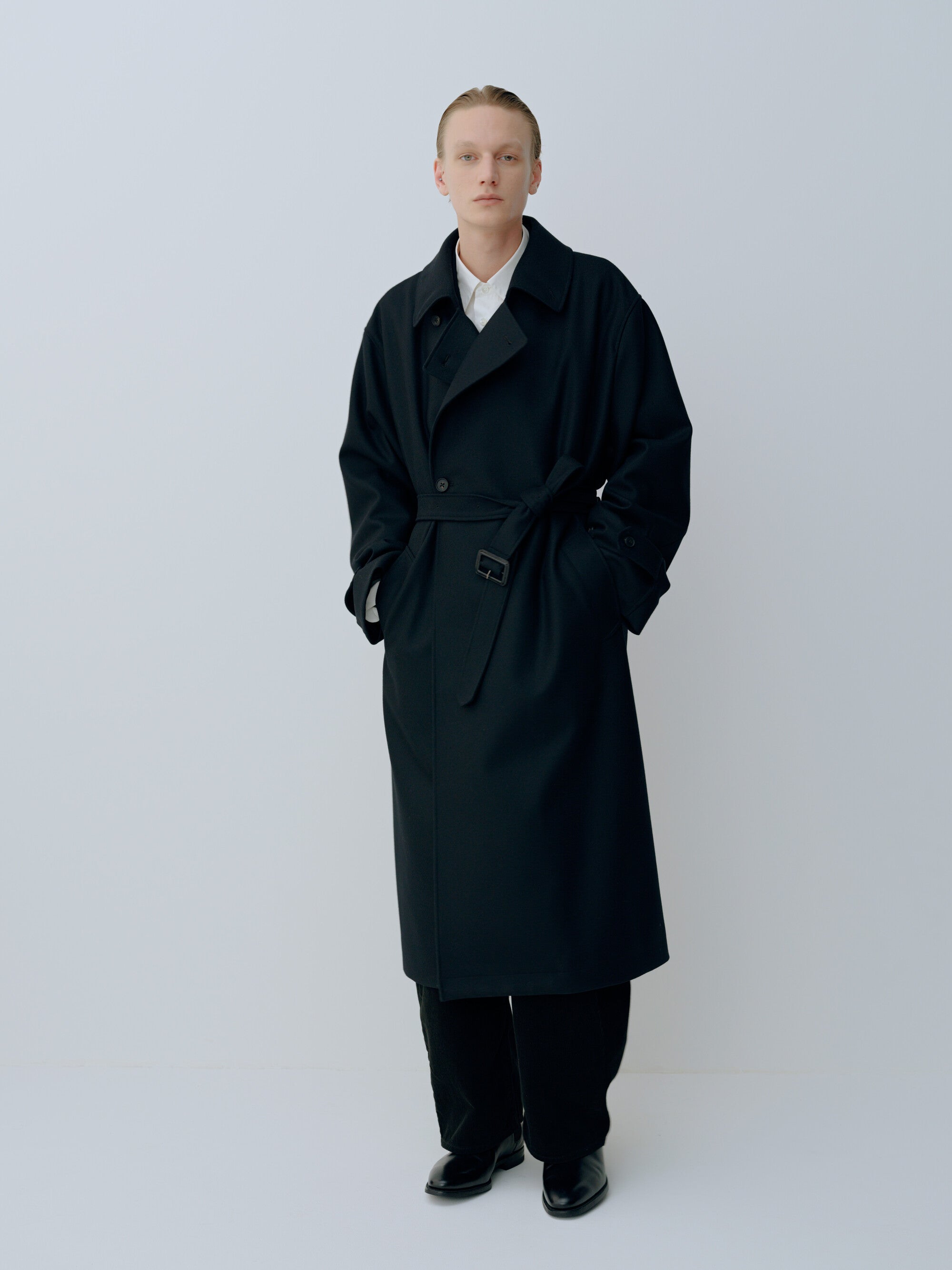 WOOL MELTON OVERSIZED DOUBLE BREASTED COAT
