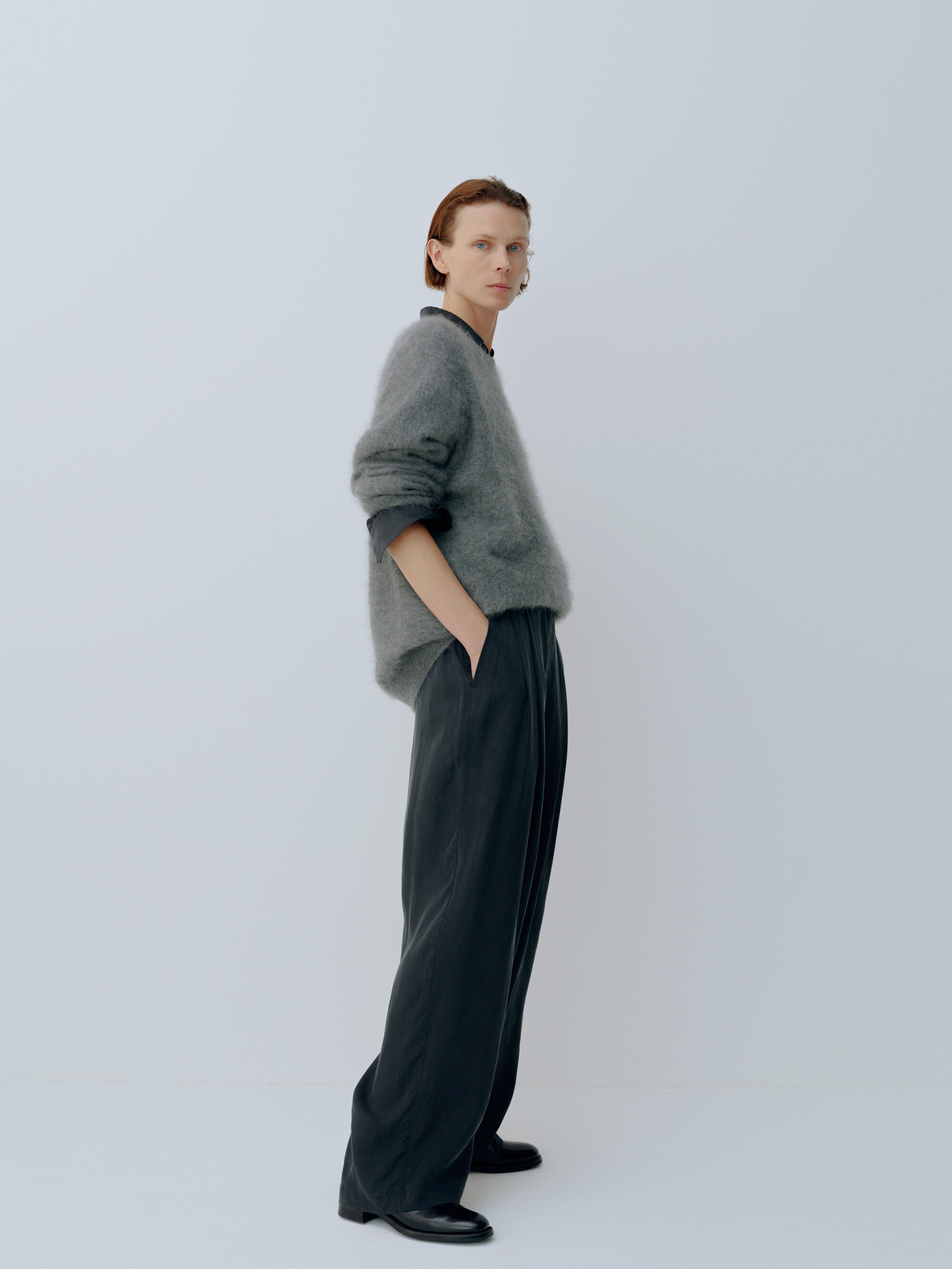 CUPRO FIBRIL WIDE EASY TROUSERS