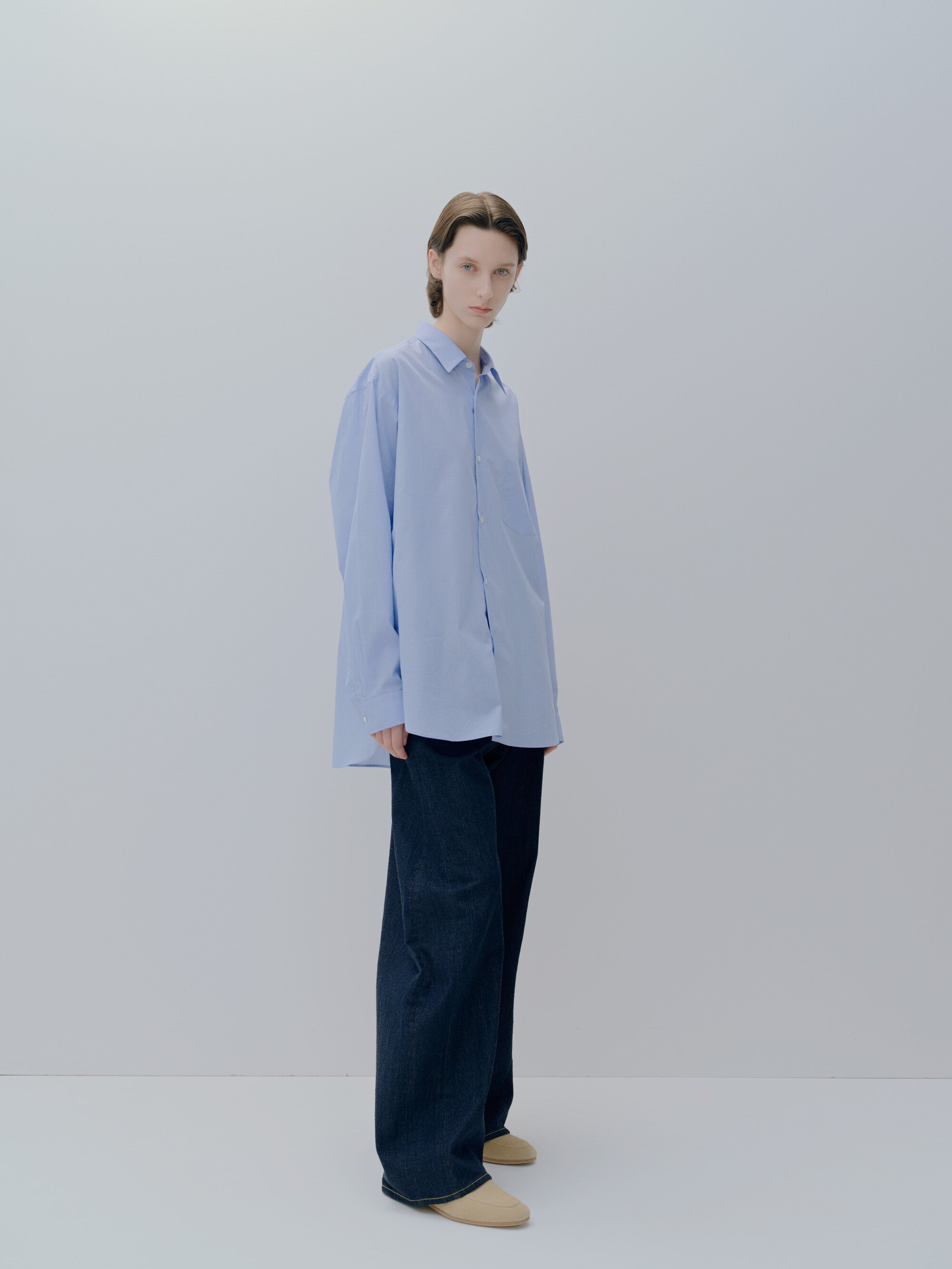 SMOOTH COTTON OVERSIZED REGULAR COLLAR SHIRT