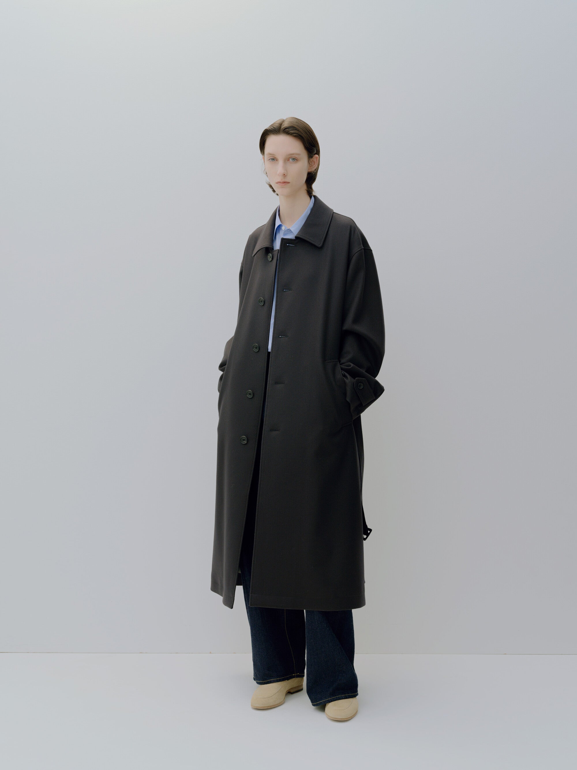 WOOL MELTON OVERSIZED INVESTIGATED COAT
