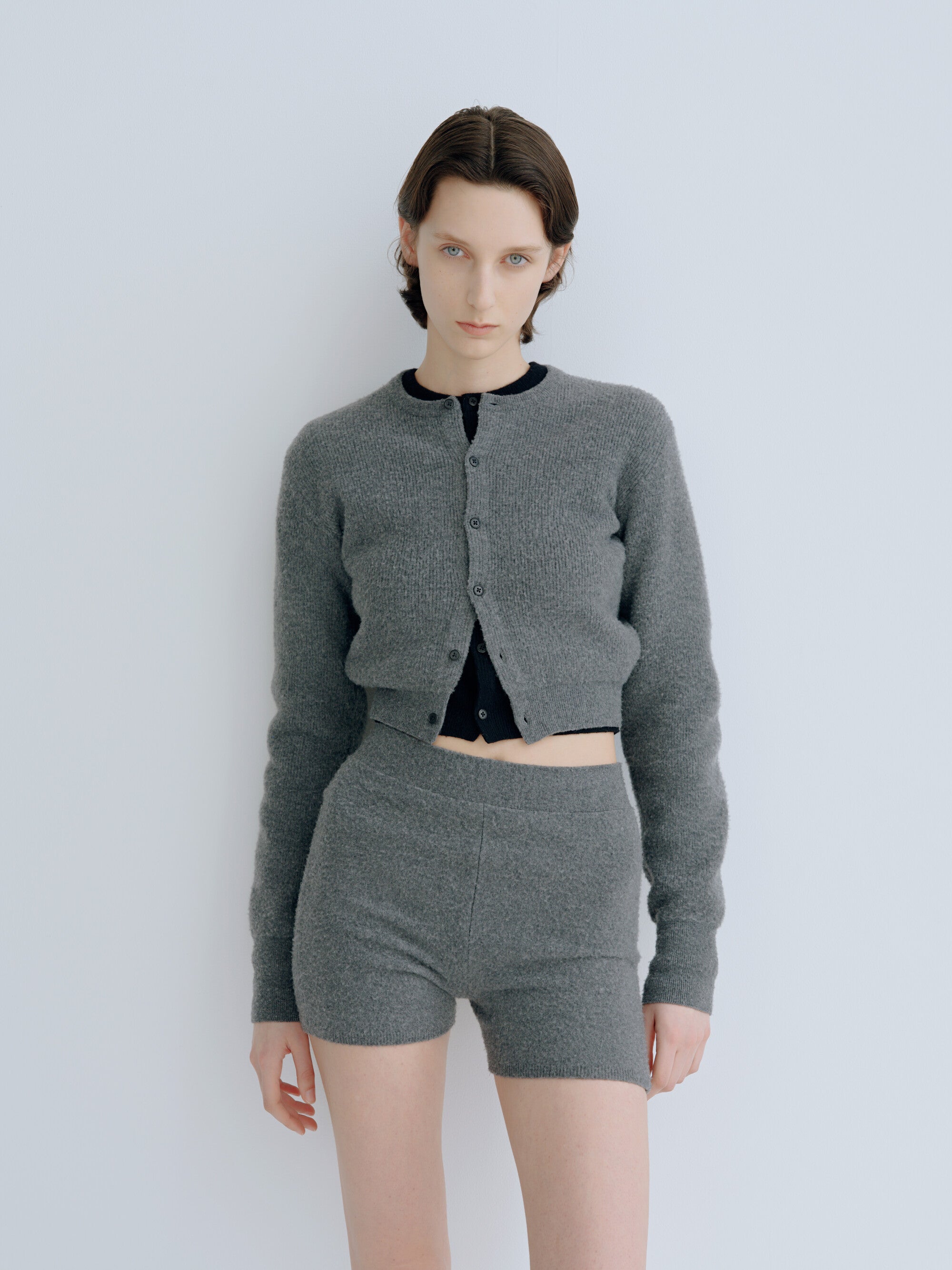 SUPER FINE WOOL MILLED KNIT MINI CARDIGAN