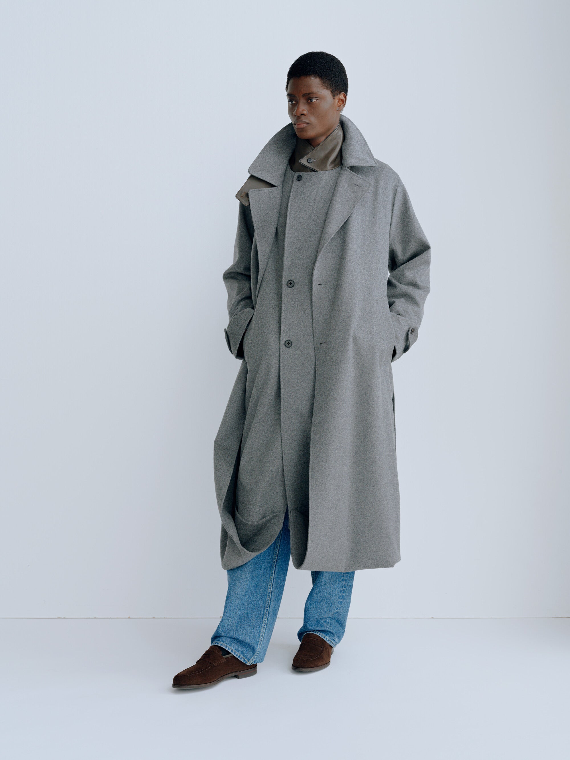 WOOL CASHMERE LAYERED COMBINATION COAT