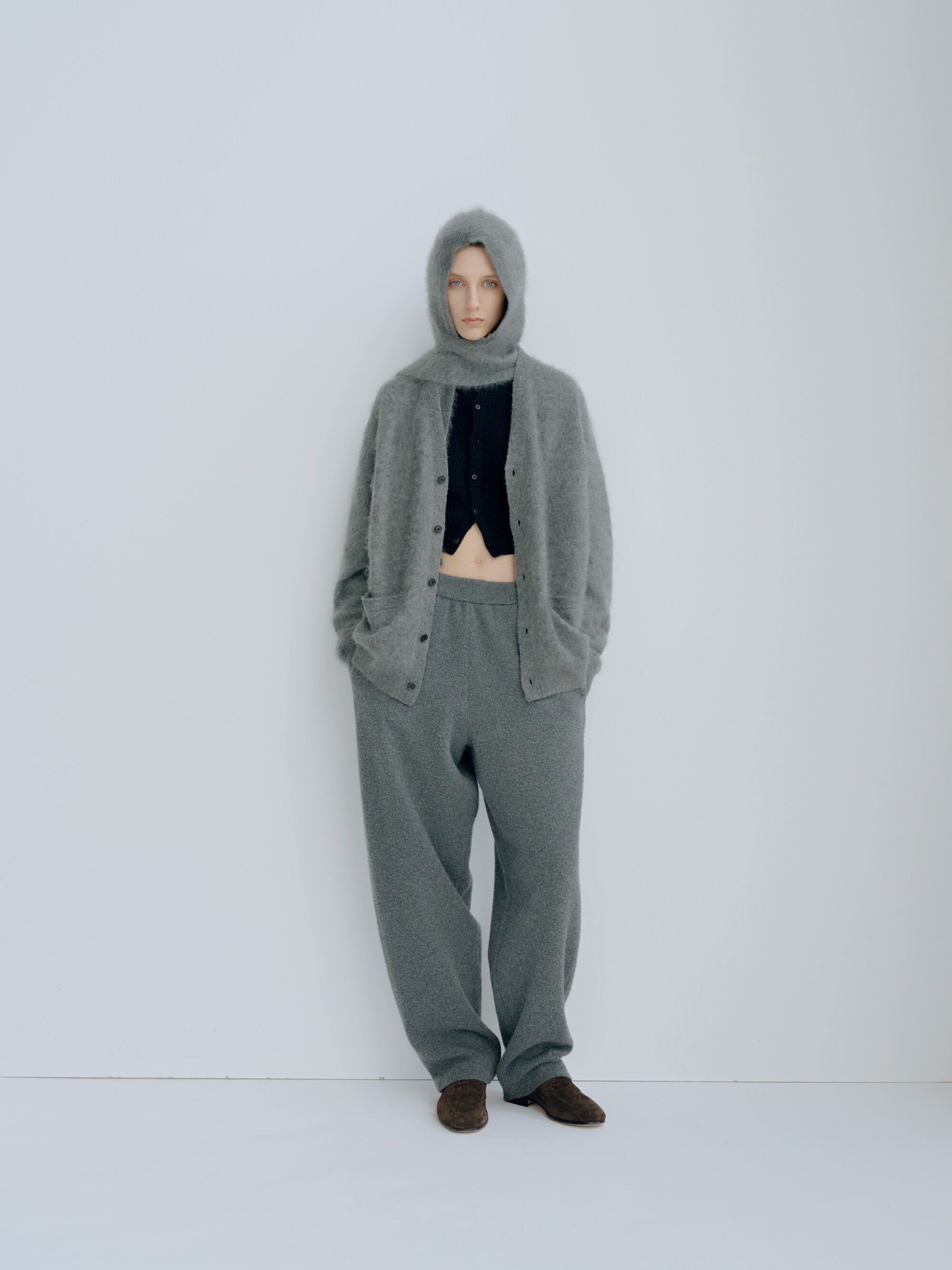 SUPER FINE WOOL MILLED KNIT PANTS