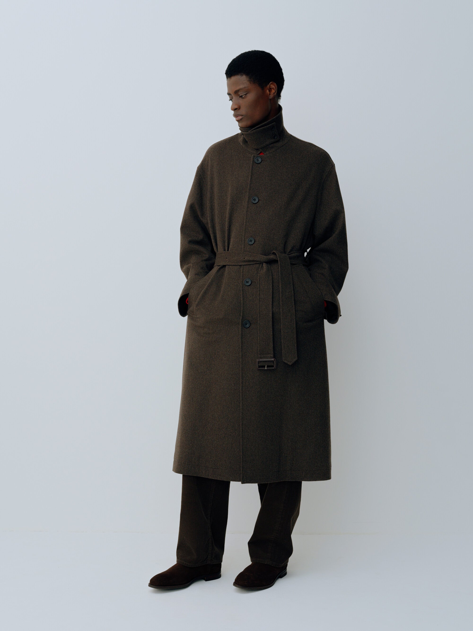 WOOL DOESKIN OVERSIZED INVESTIGATED COAT