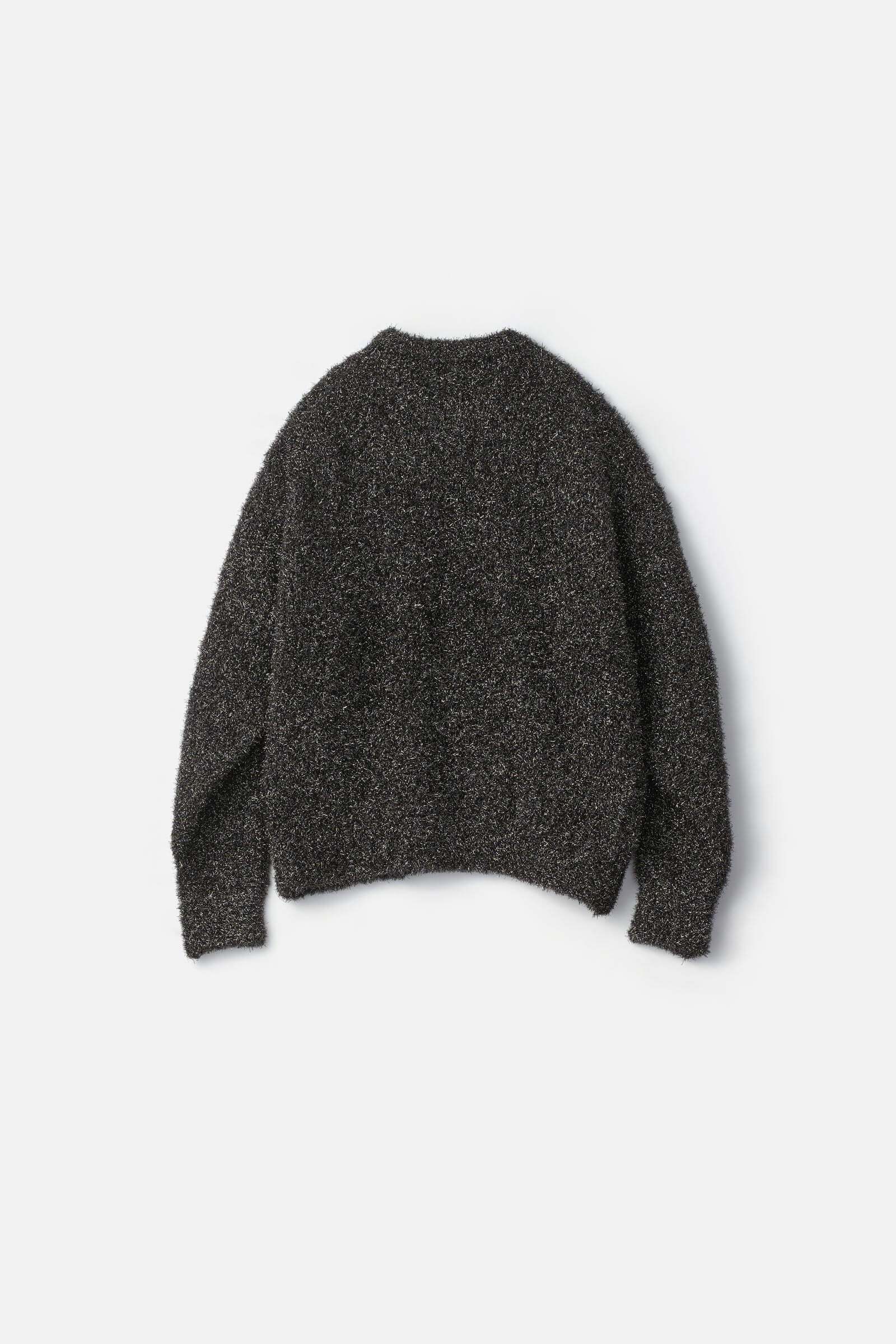 GLITTER FUR KNIT CREW NECK LS