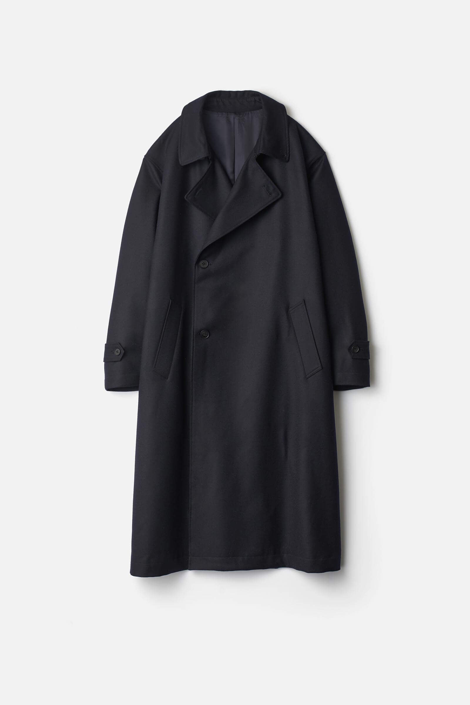 WOOL FLANNEL OVERSIZED DOUBLE BREASTED COAT