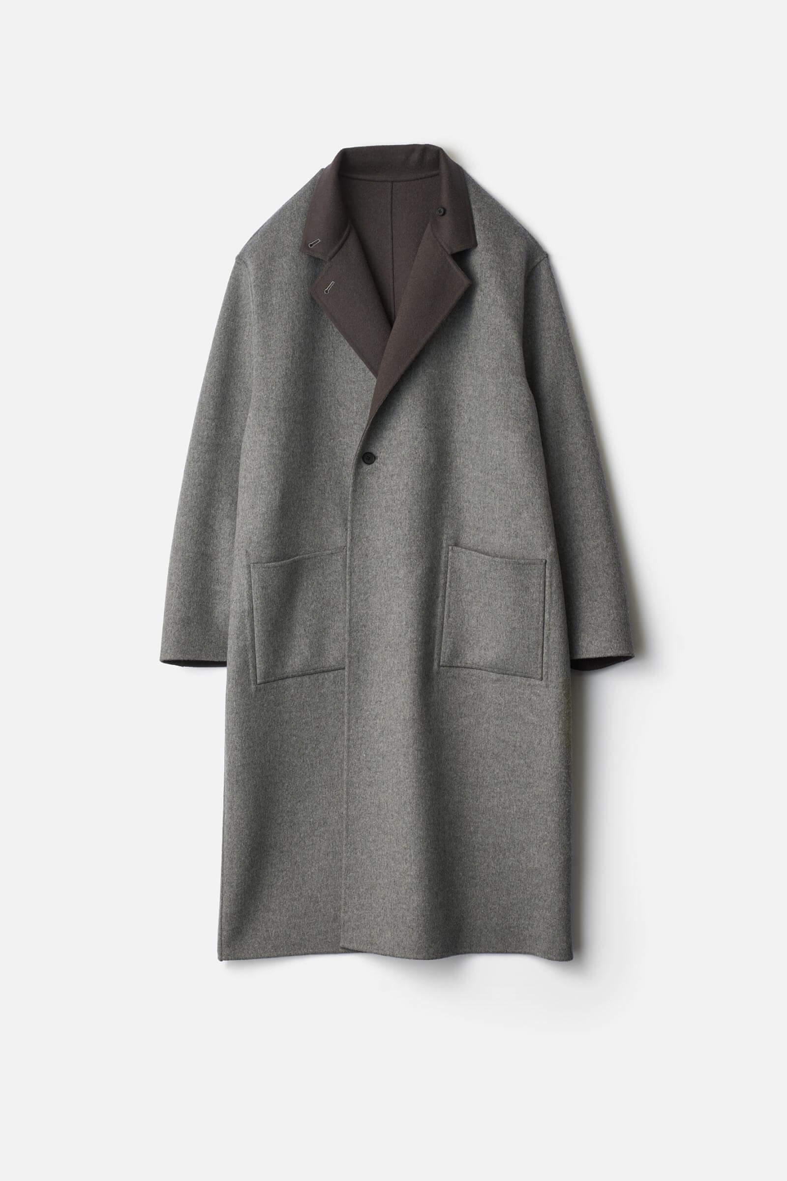 WOOL/CASHMERE REVERSIBLE NOTCH LAPEL COAT