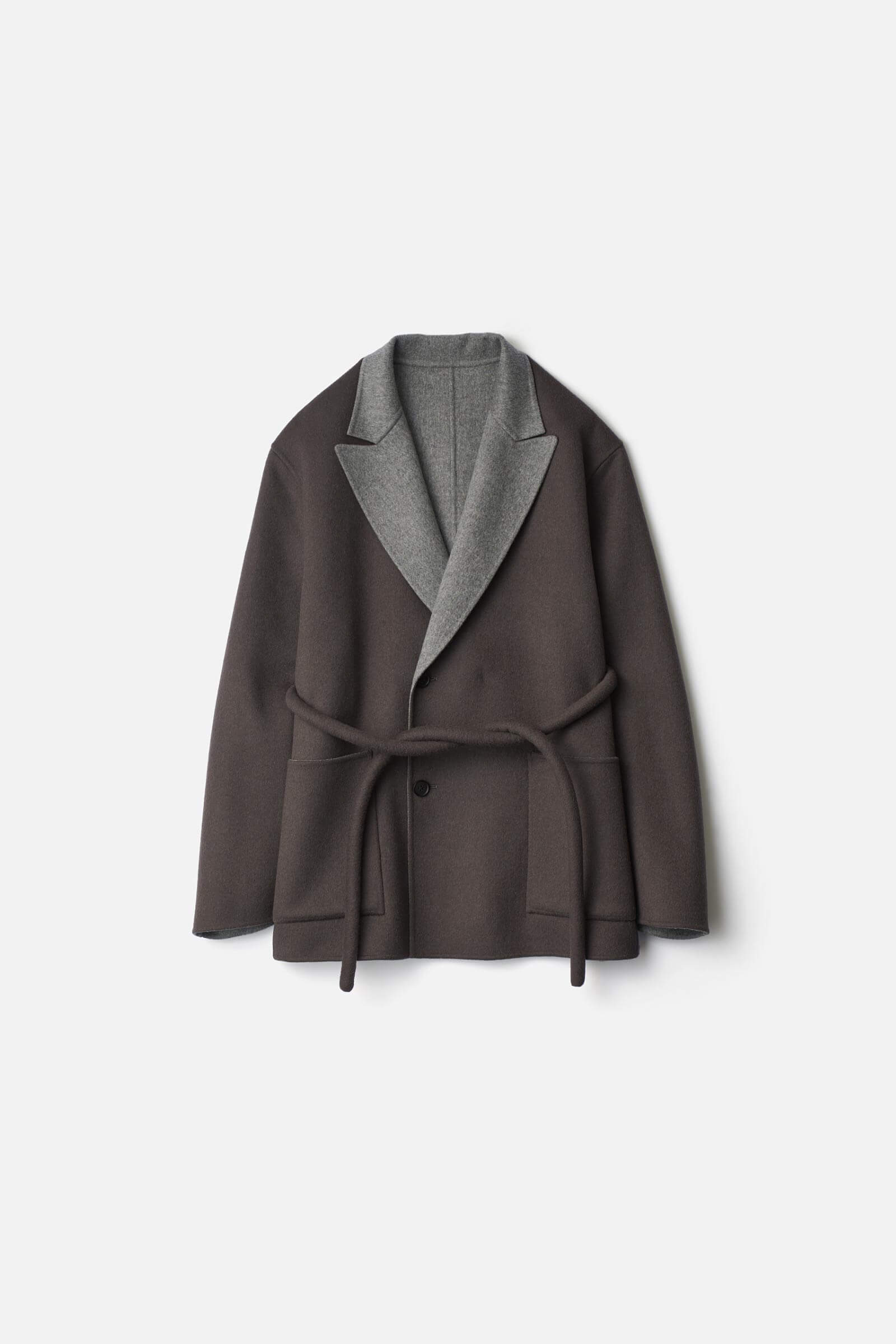 WOOL/CASHMERE REVERSIBLE PEAK LAPEL JACKET