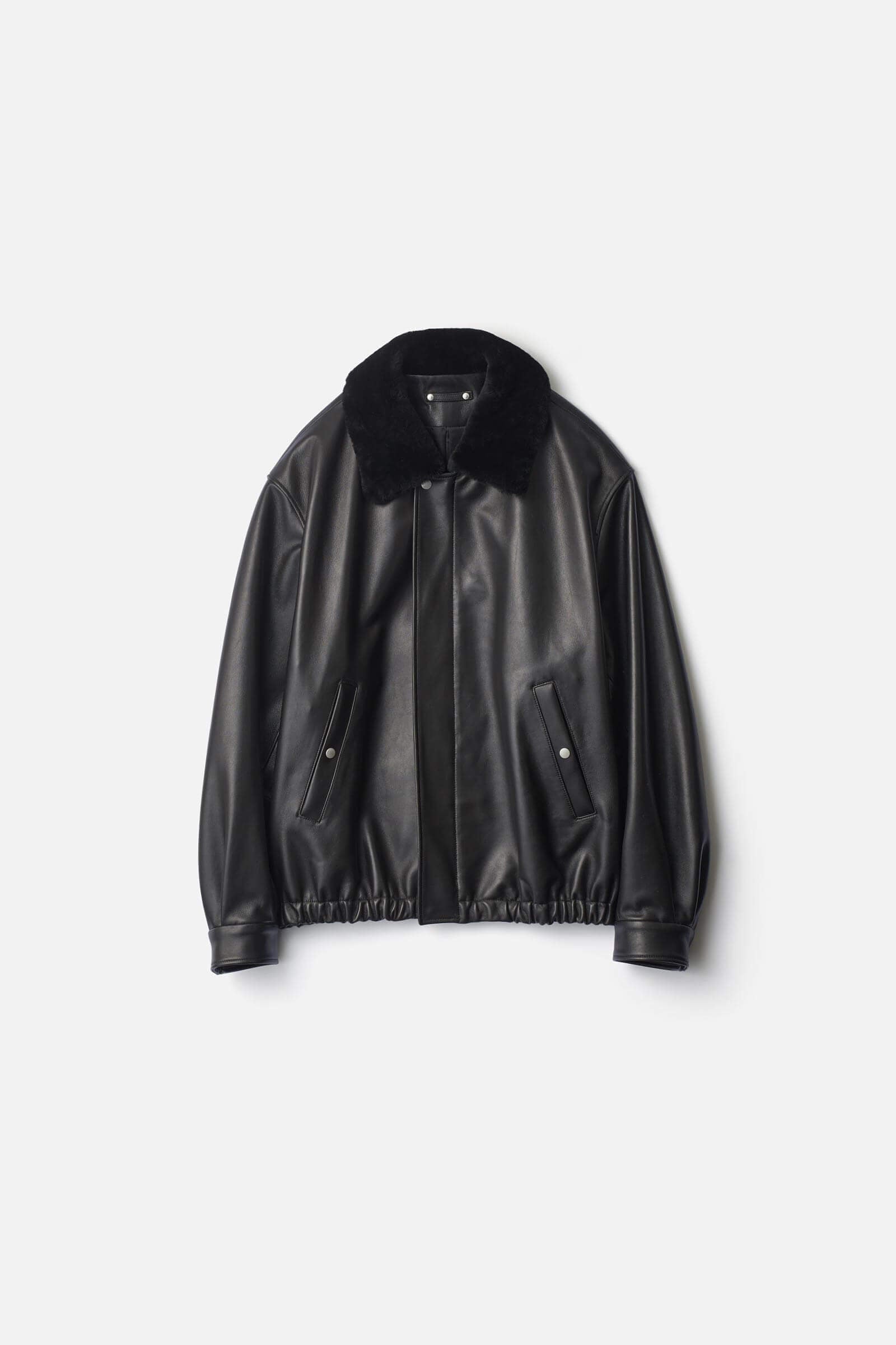 MOUTON COLLAR SHEEP LEATHER ZIP JACKET