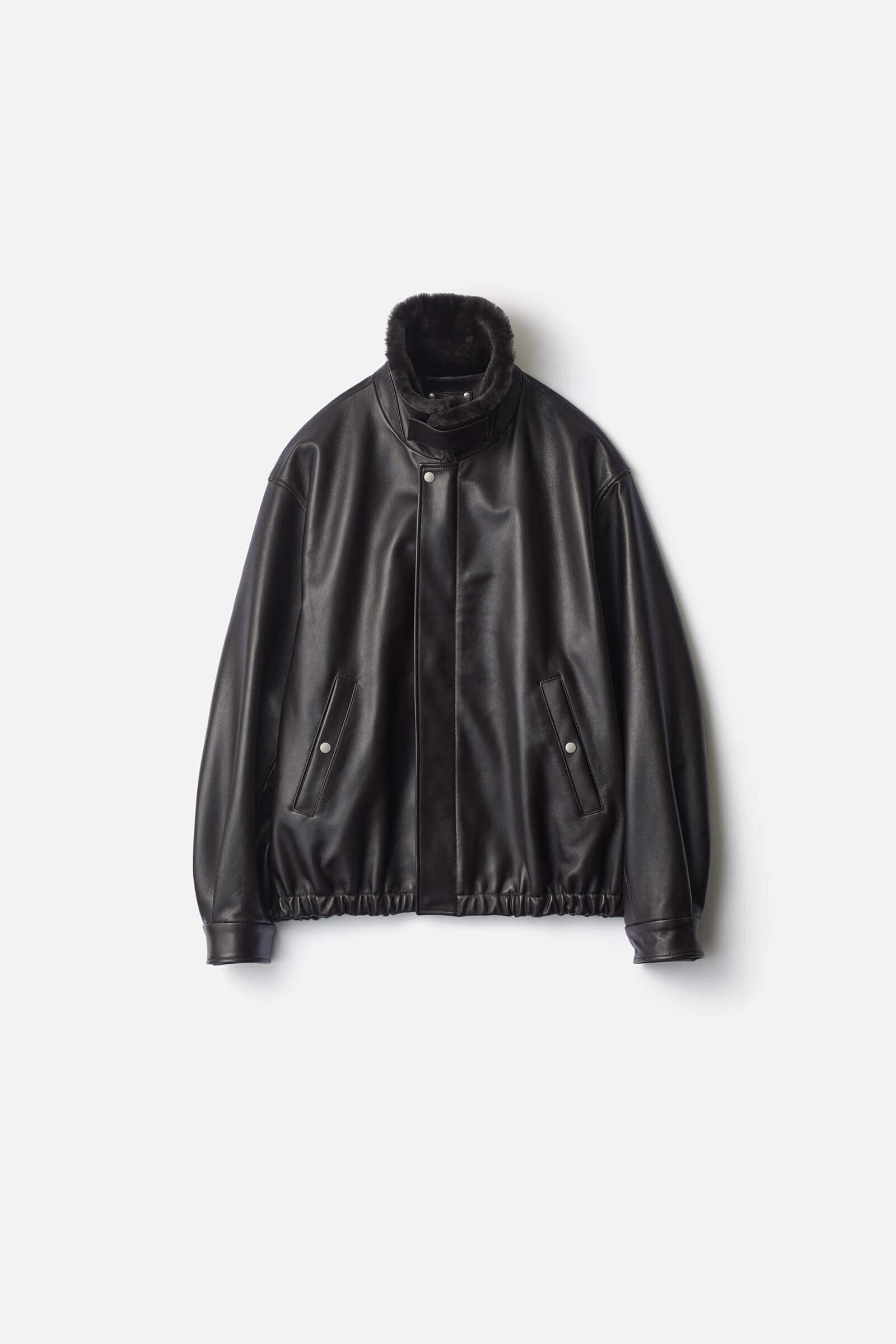 MOUTON COLLAR SHEEP LEATHER ZIP JACKET