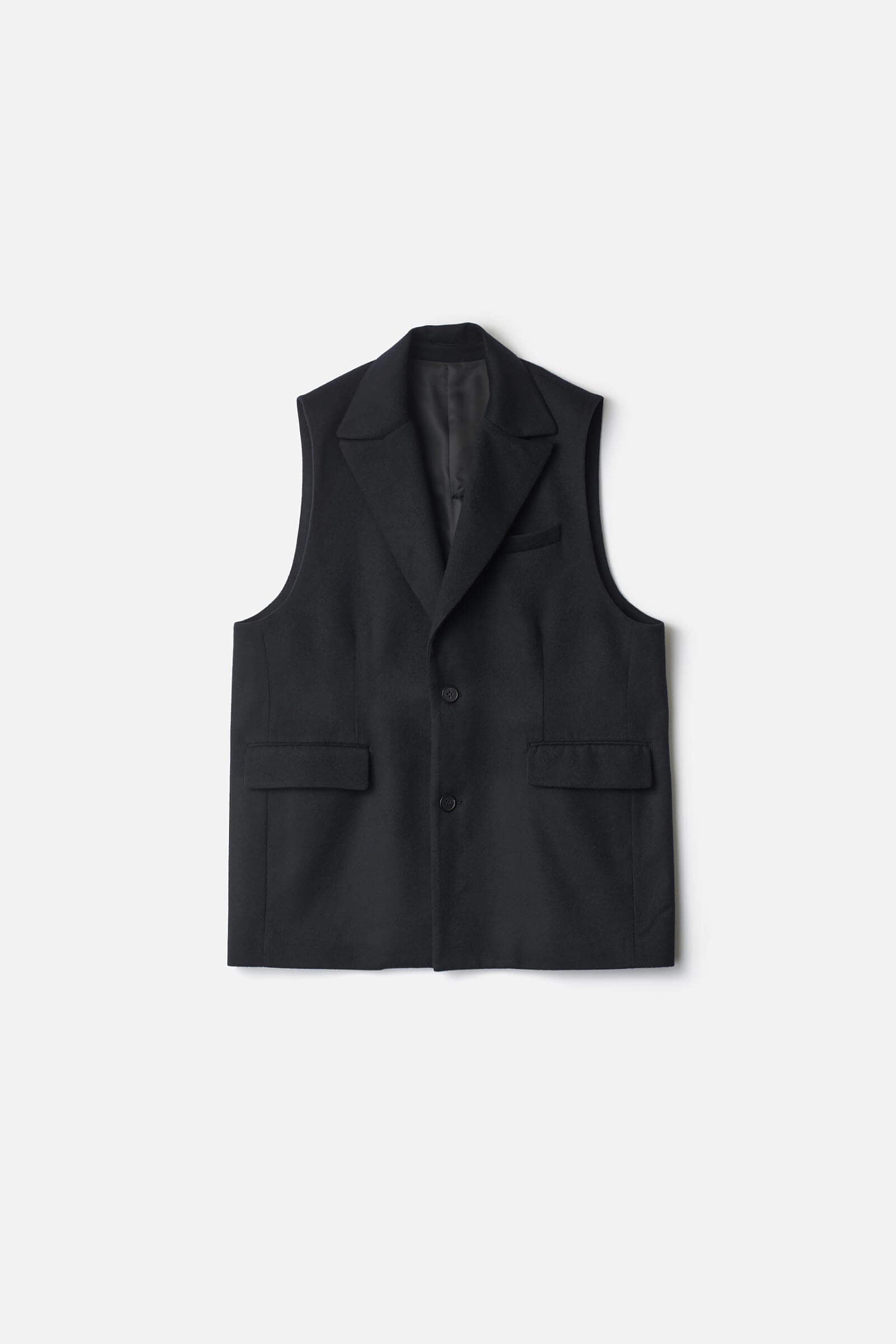 W/CA BEAVER BACK SLASH SLEEVELESS JACKET