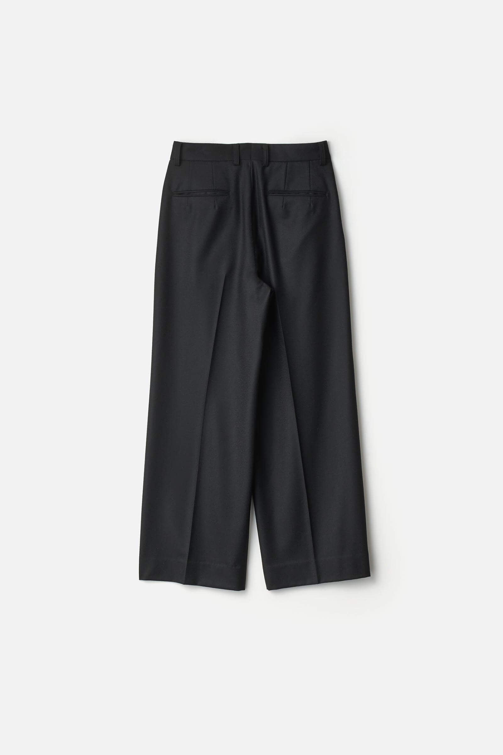 WOOL FLANNEL LONG WIDE TROUSERS
