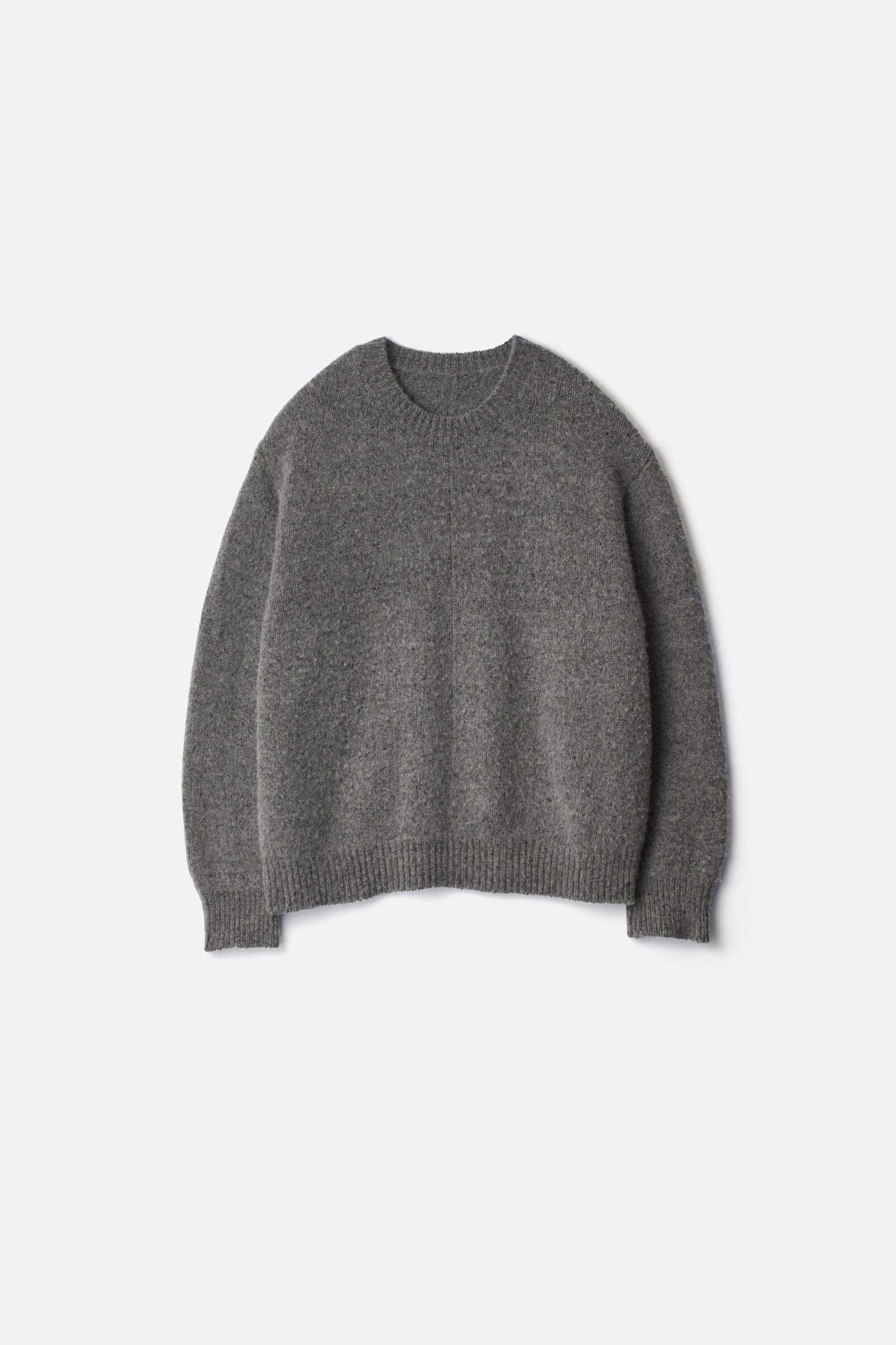 CASHMERE/SABLE TWEED KNIT CREW NECK LS