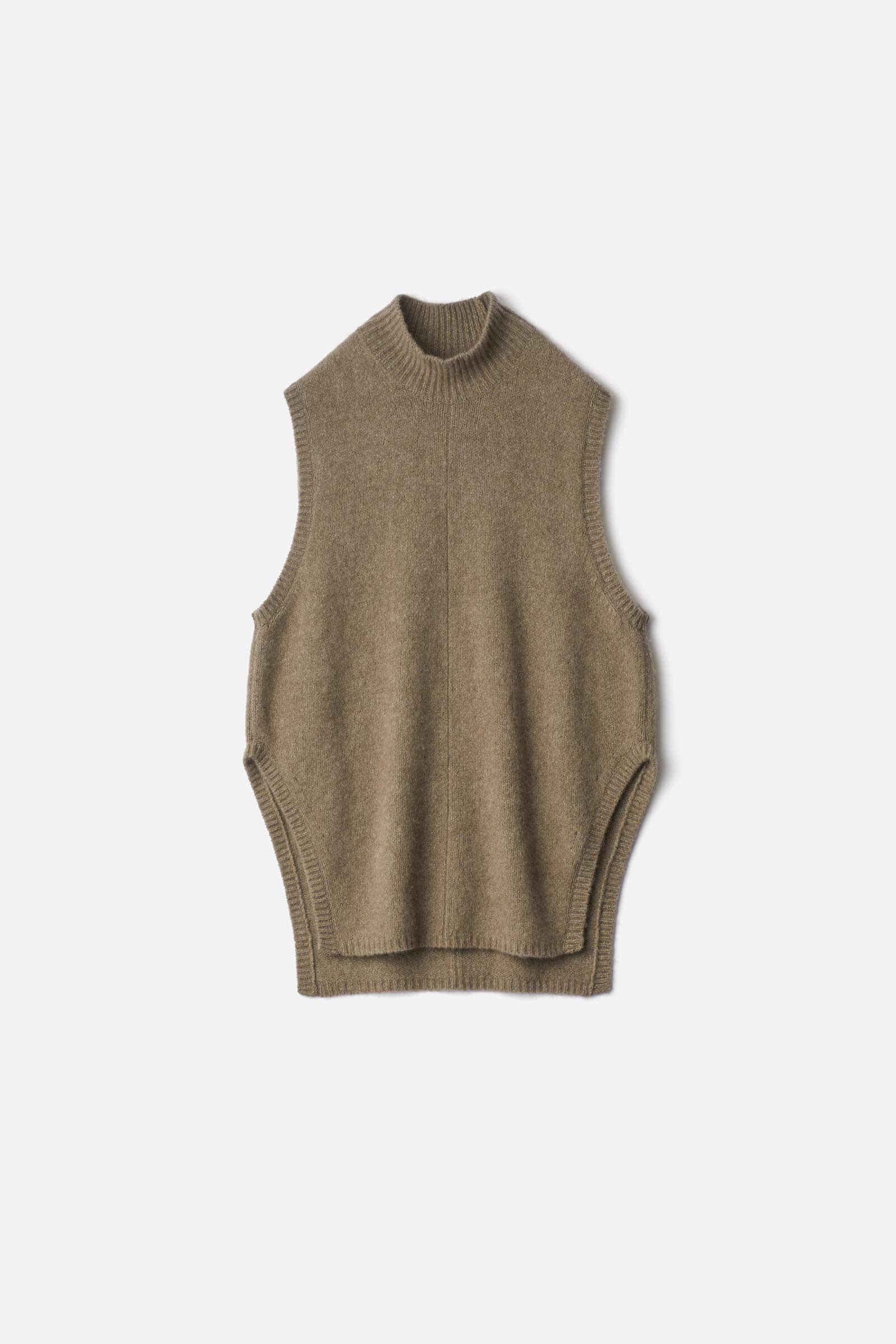 CASHMERE/SABLE TWEED KNIT PULLOVER VEST