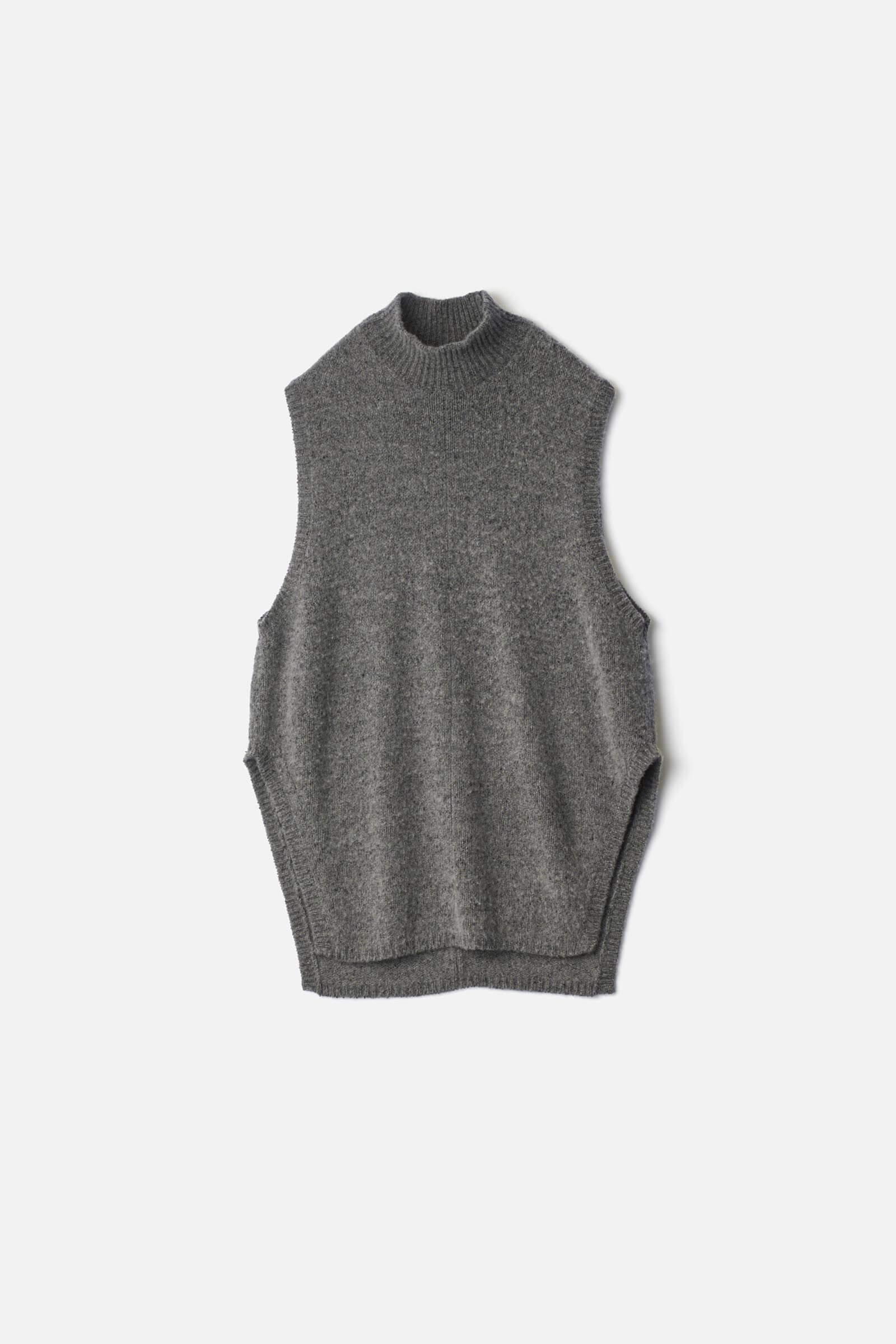 CASHMERE/SABLE TWEED KNIT PULLOVER VEST