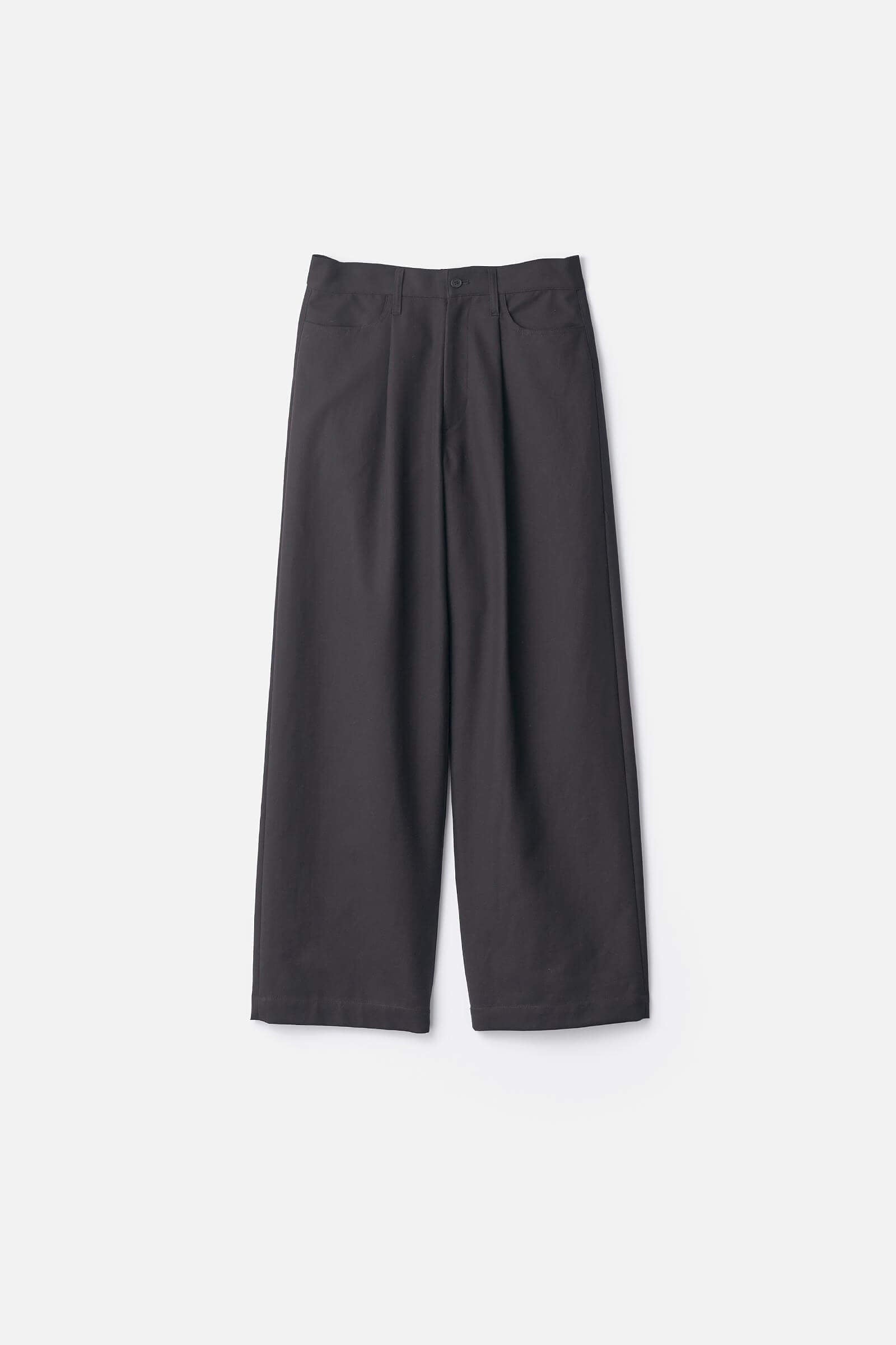 DOUBLE WEAVE COTTON ONE TUCK WIDE PANTS – ssstein