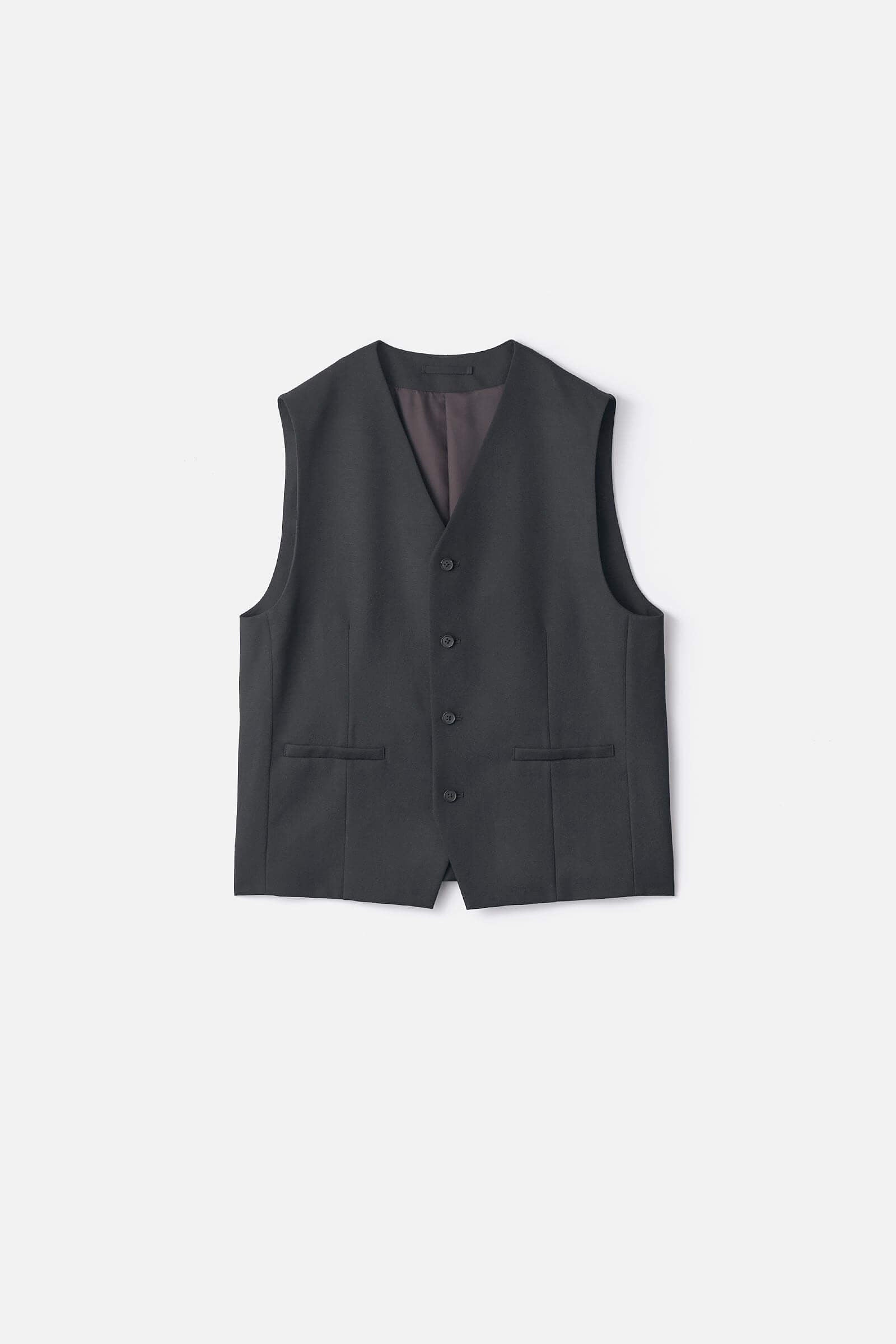 WOOL GABARDINE BELTED VEST