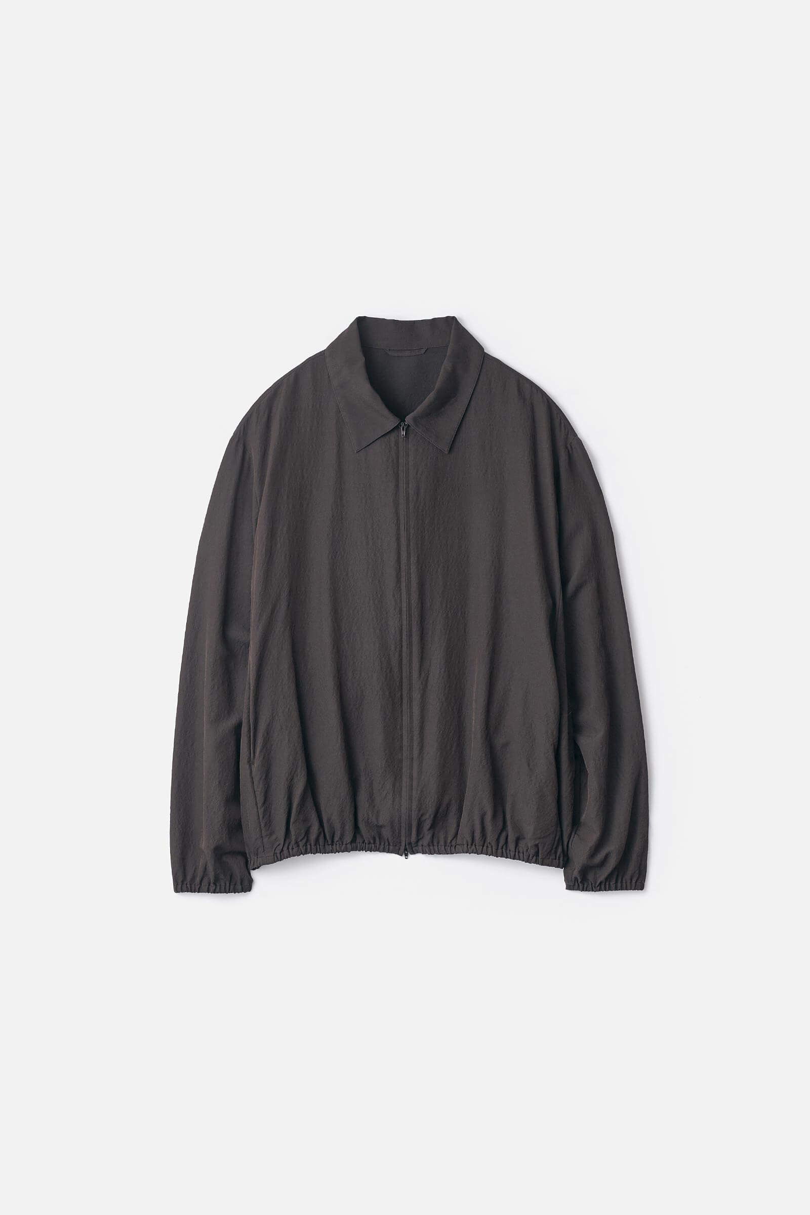WOOL SILK COLLARED ZIP JACKET