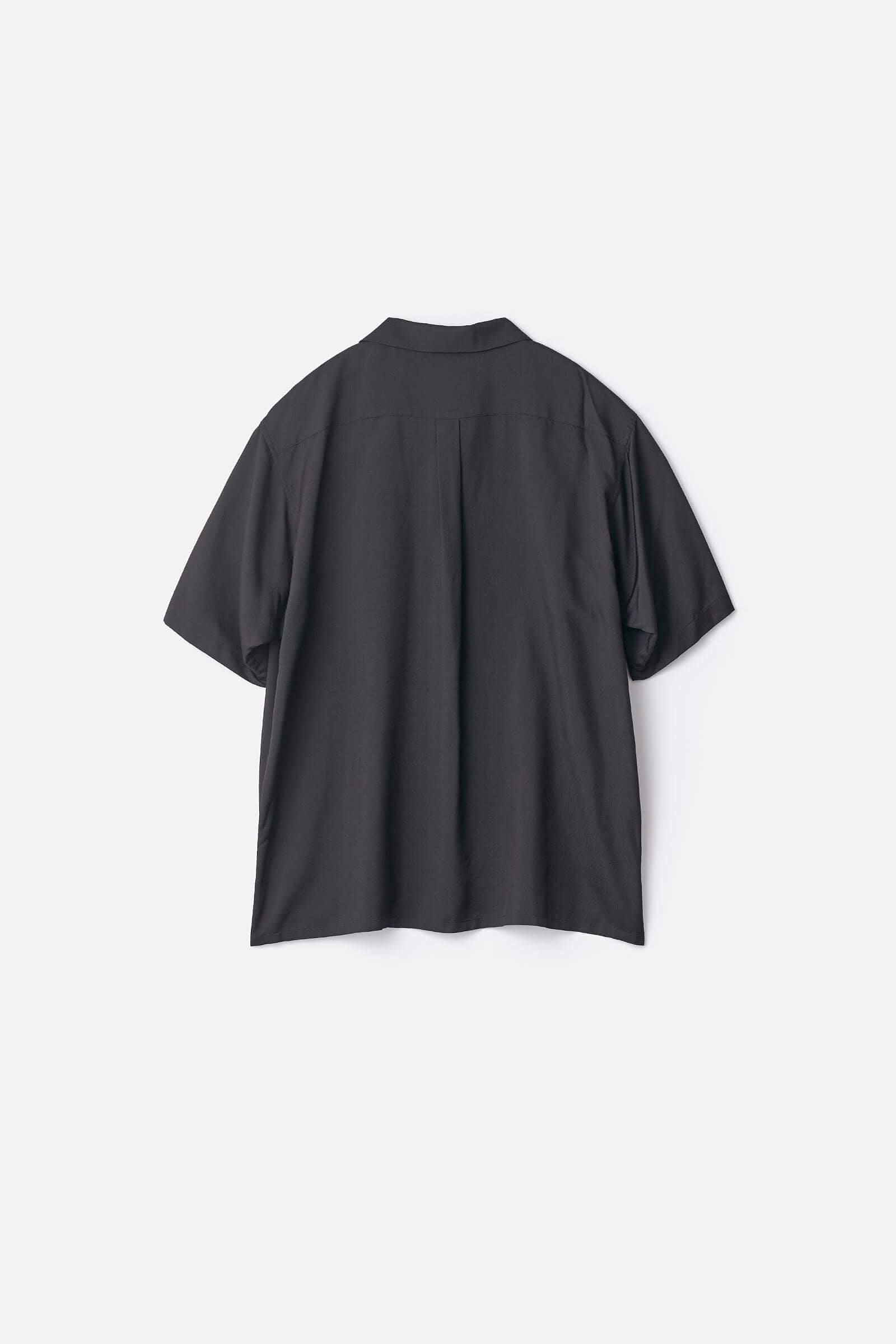SILK CUPRO TWILL OPEN COLLAR S/S SHIRT – ssstein