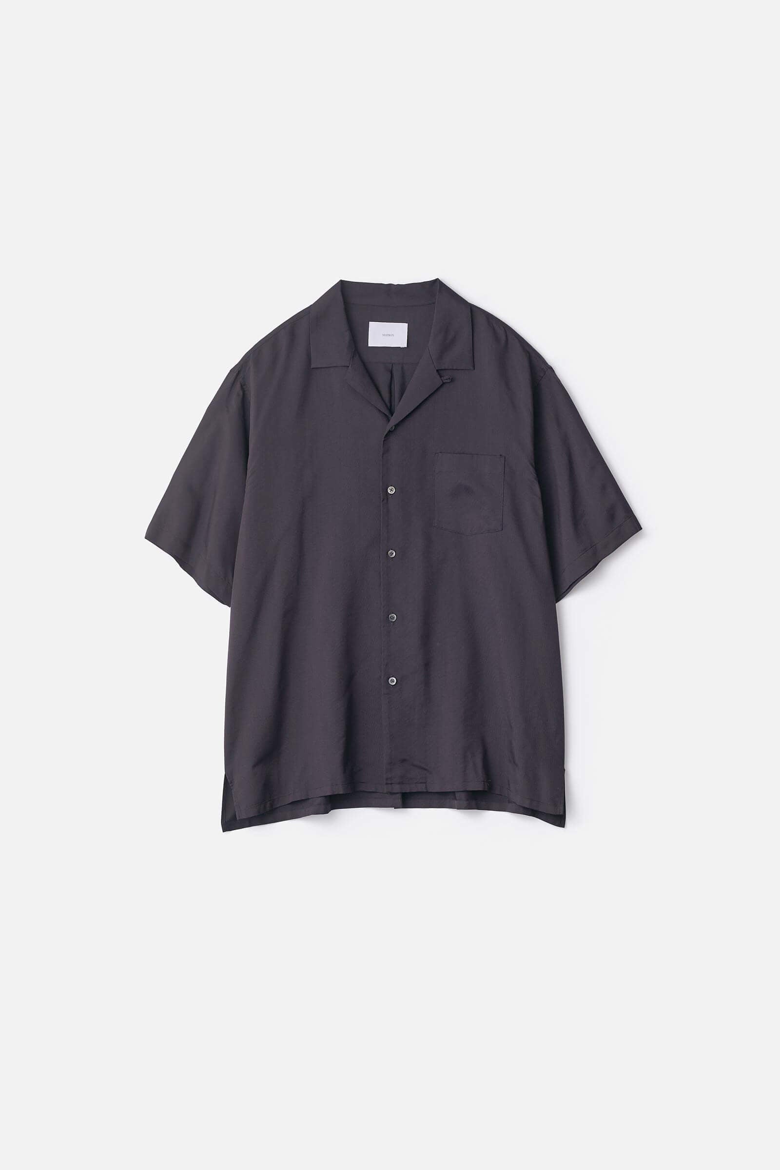 SILK CUPRO TWILL OPEN COLLAR S/S SHIRT