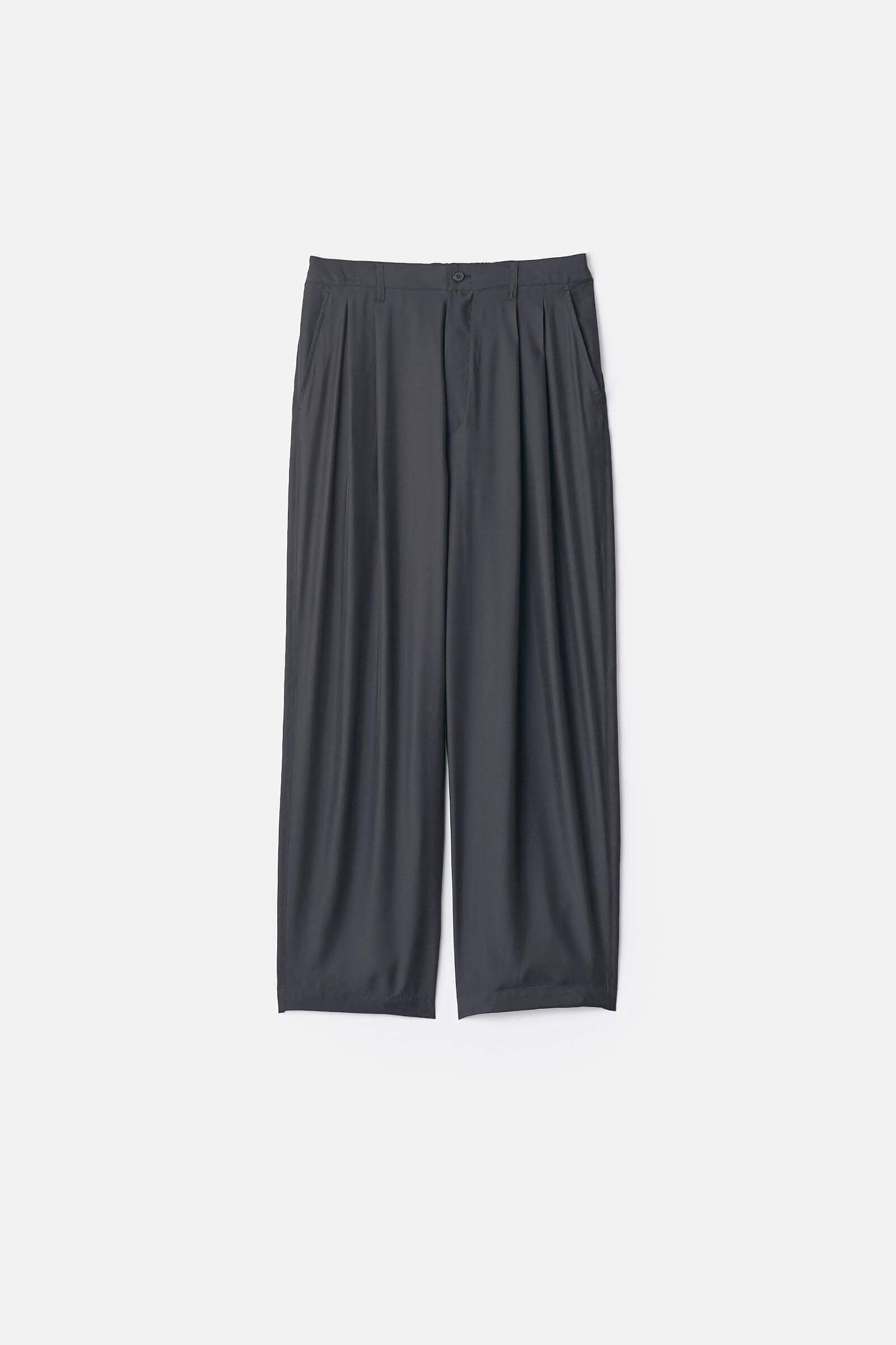 CUPRO TWILL WIDE EASY TROUSERS