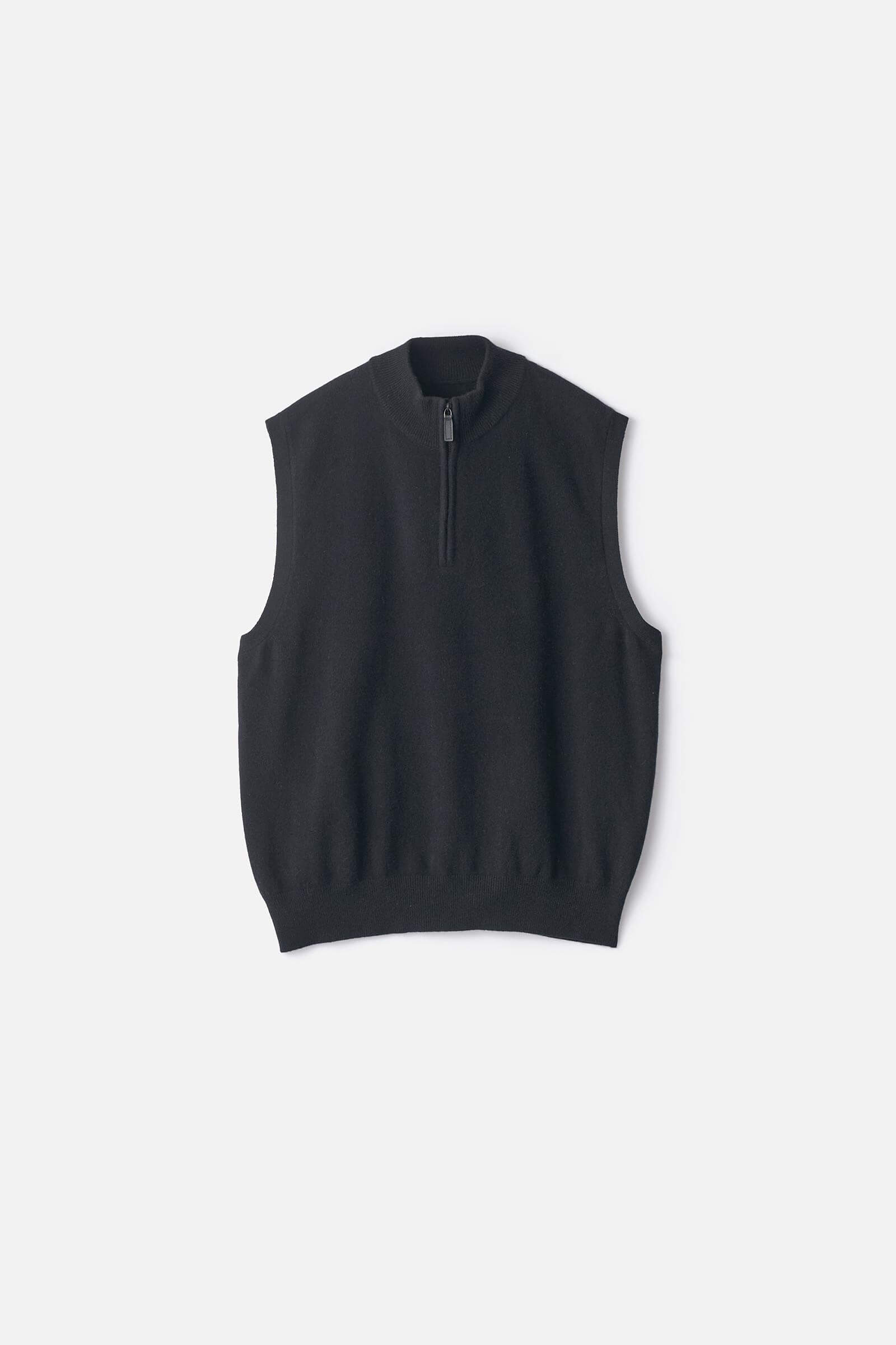 EXTRA FINE WOOL KNIT HALF ZIP VEST – ssstein