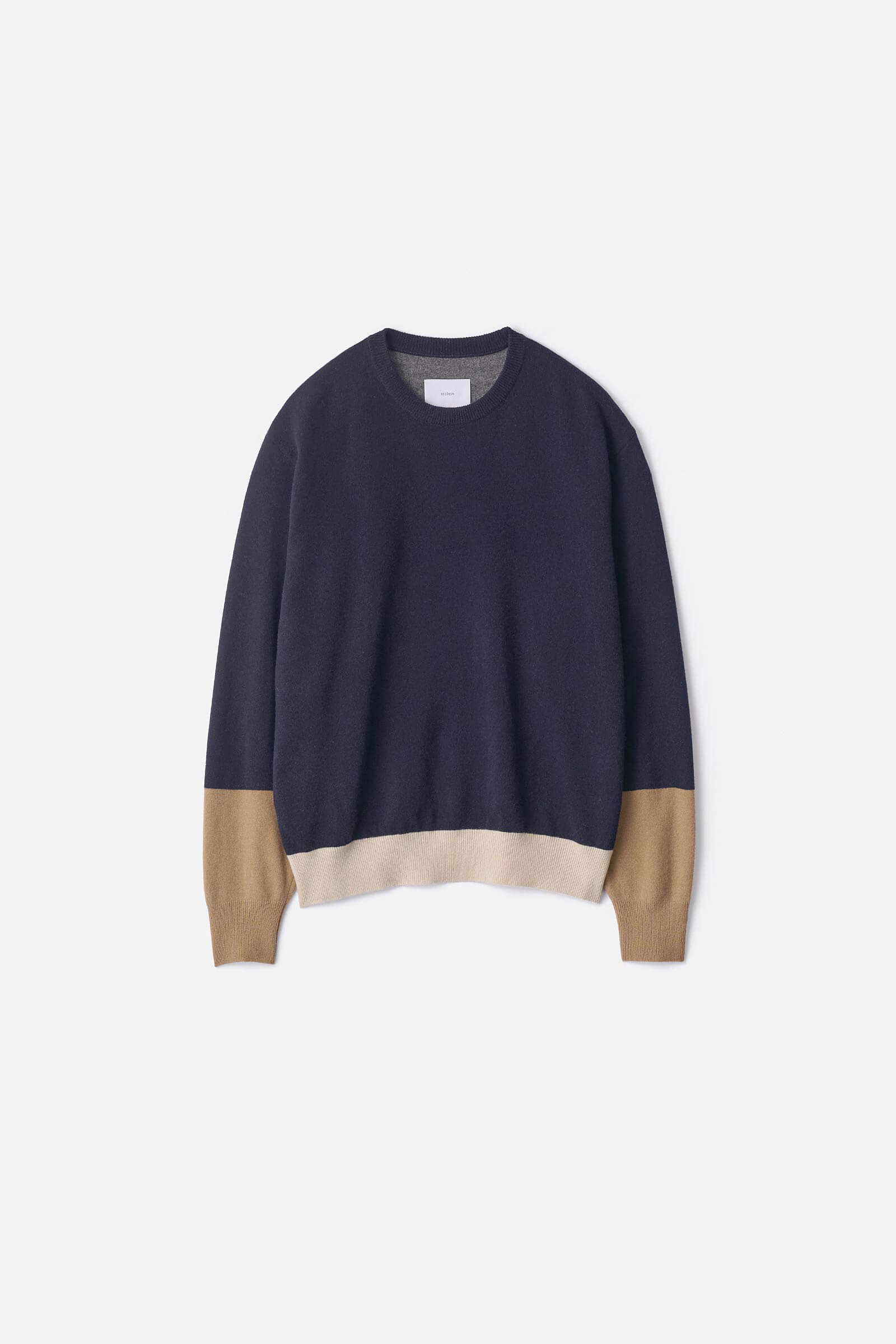 EXTRA FINE WOOL KNIT COLOR BLOCK LS