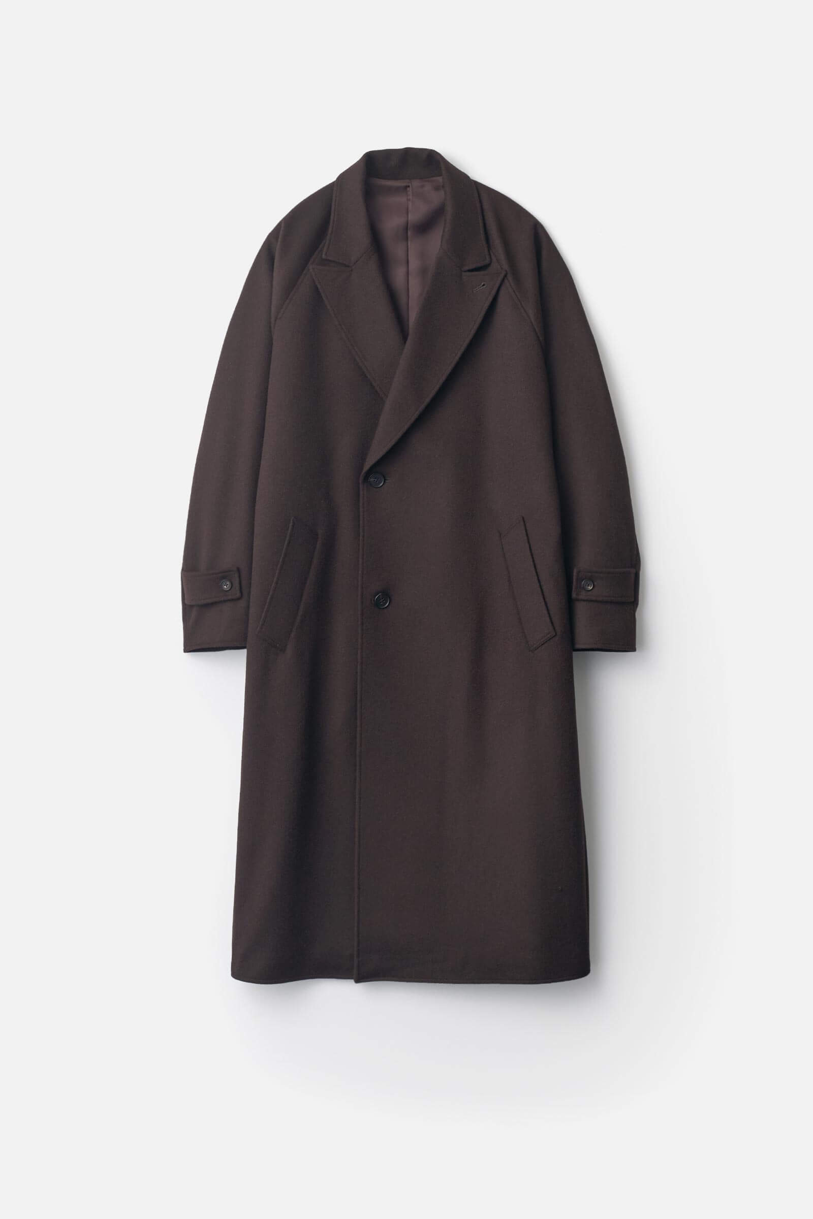 WOOL CASHMERE OVERSIZED PEAK LAPEL CHESTER COAT