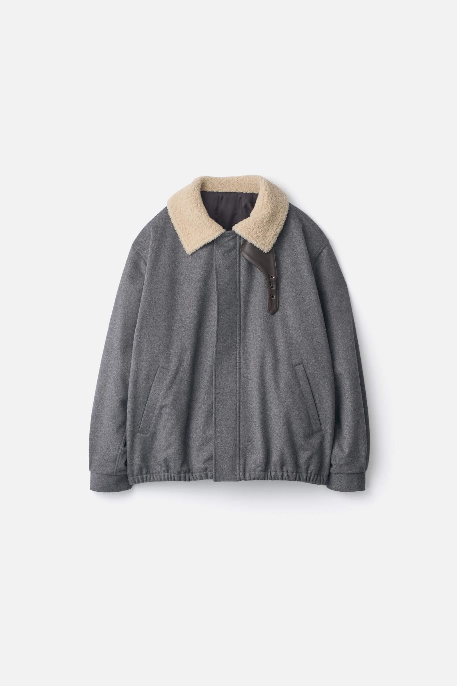 MOUTON COLLAR WOOL CASHMERE PADDED JACKET
