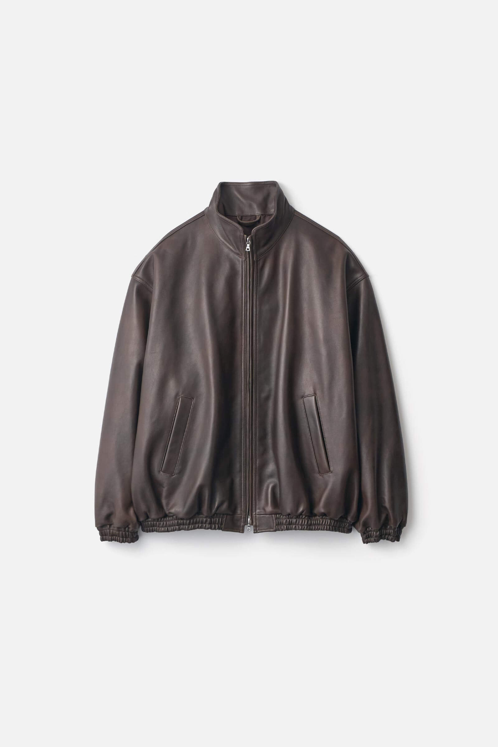 SHEEP LEATHER STAND COLLAR JACKET