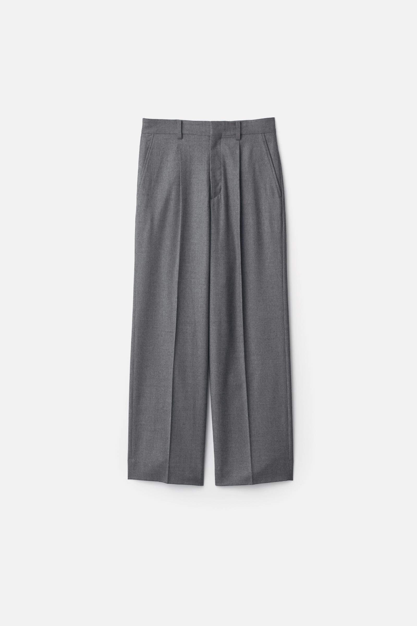 WOOL FLANNEL STRAIGHT TROUSERS
