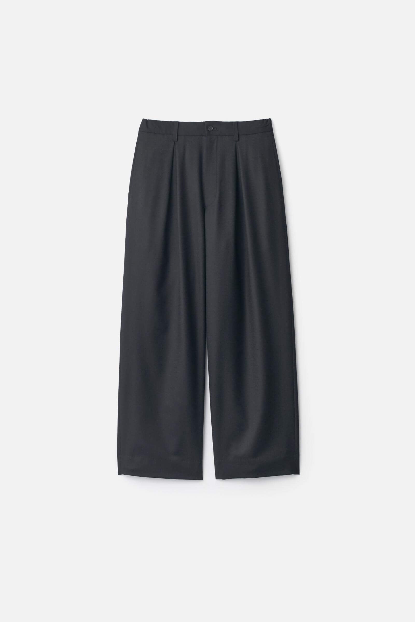 WOOL FLANNEL EASY WIDE TROUSERS
