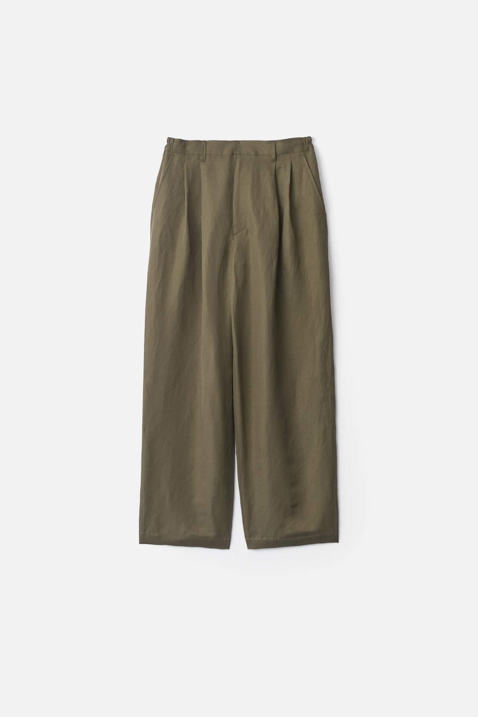 SILK LINEN TWILL WIDE EASY TROUSERS
